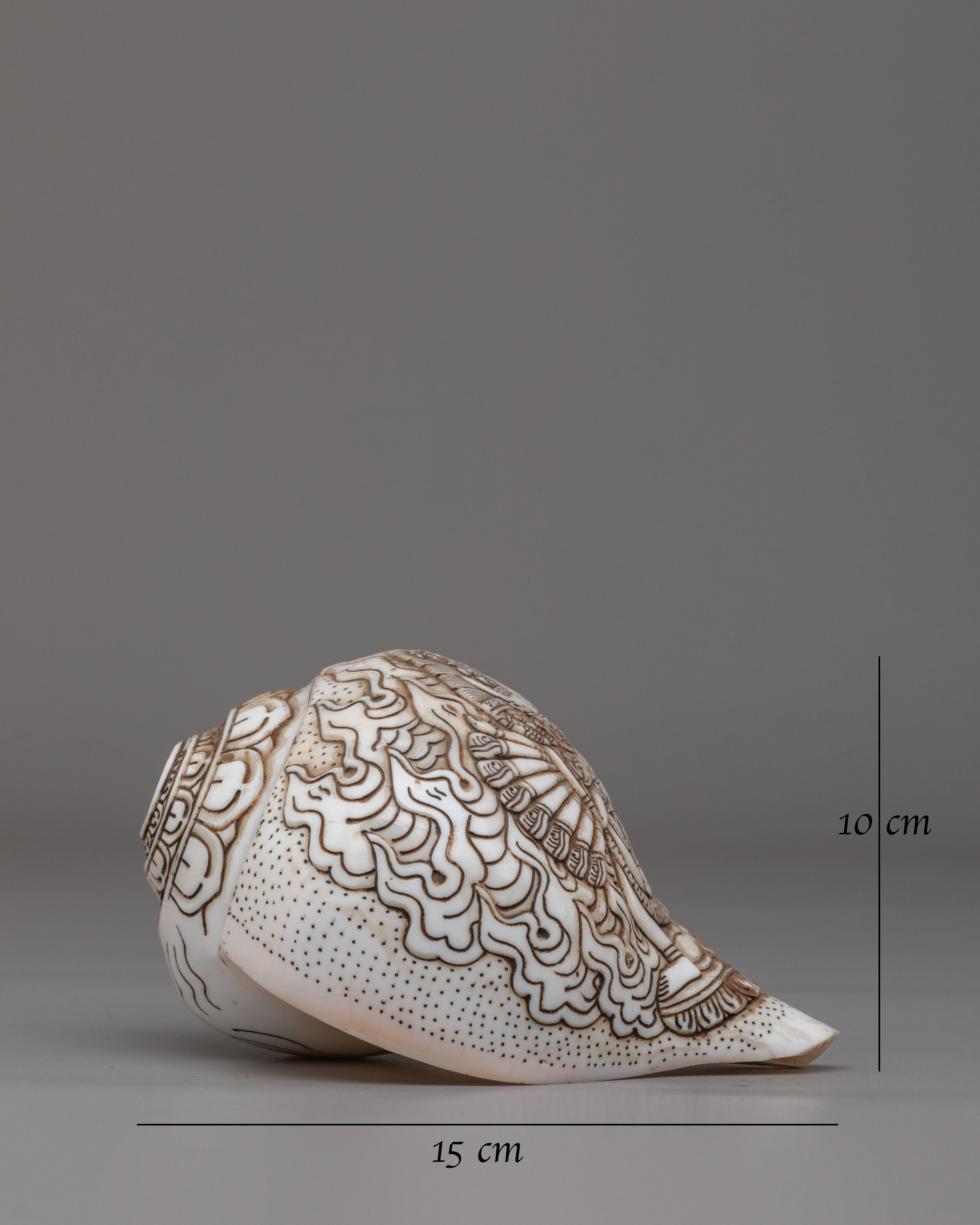 Yama Dharmaraja Engraved Conch | Handcrafted Tibetan Ritual Conch Shell