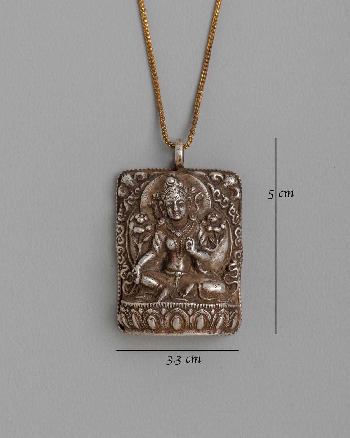 Tibetan Buddhist Green Tara Locket | 92.5 Sterling Silver Fire Gilt Pendant