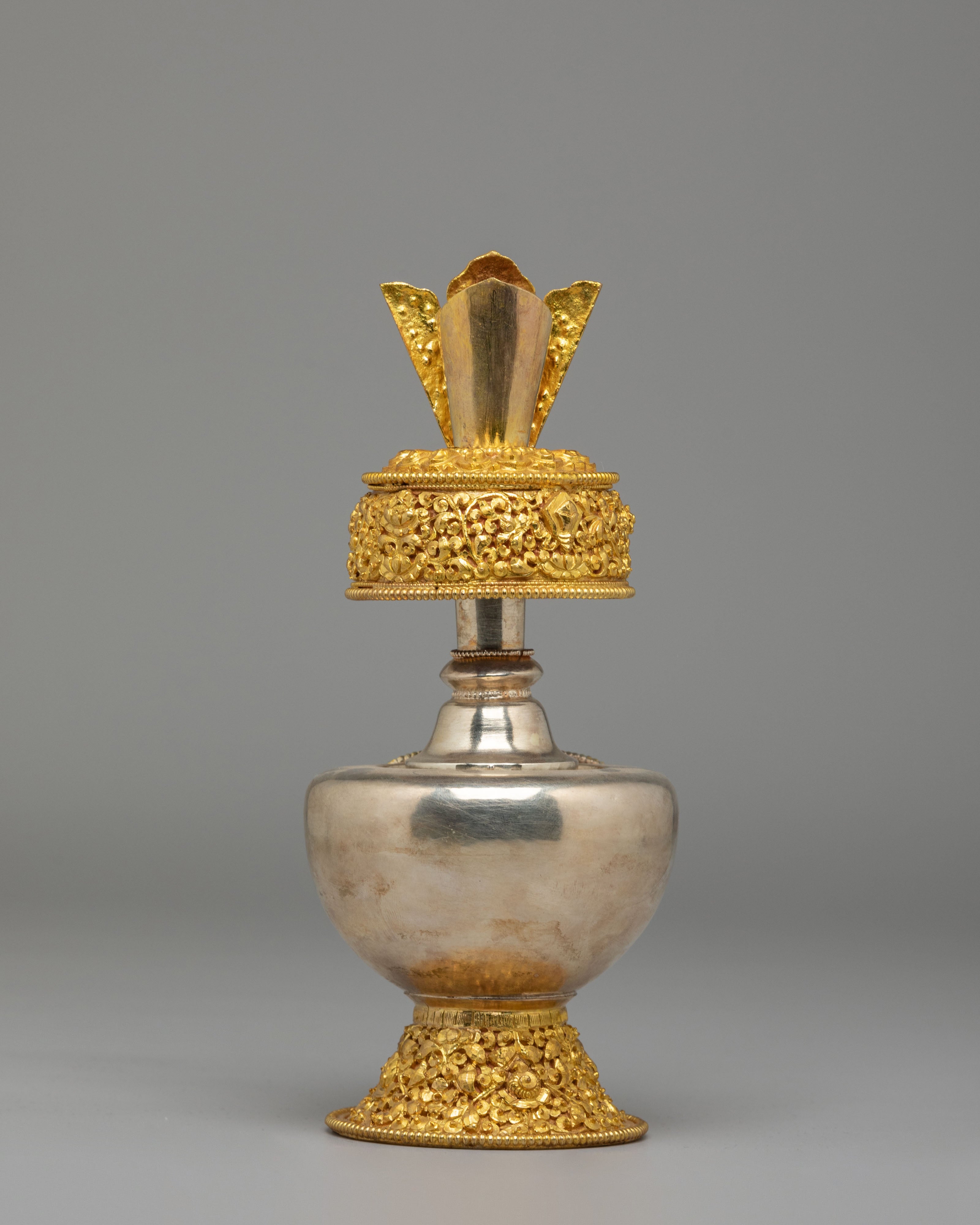 Himalayan Sacred Offering Bhumba | Gold and Silver Plated Bhumba