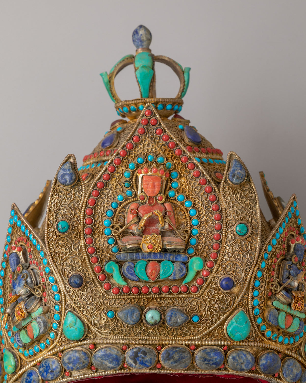 Himalayan Ceremonial Crown | Tibetan Ritual Headpiece for Monks and Spiritual Leaders