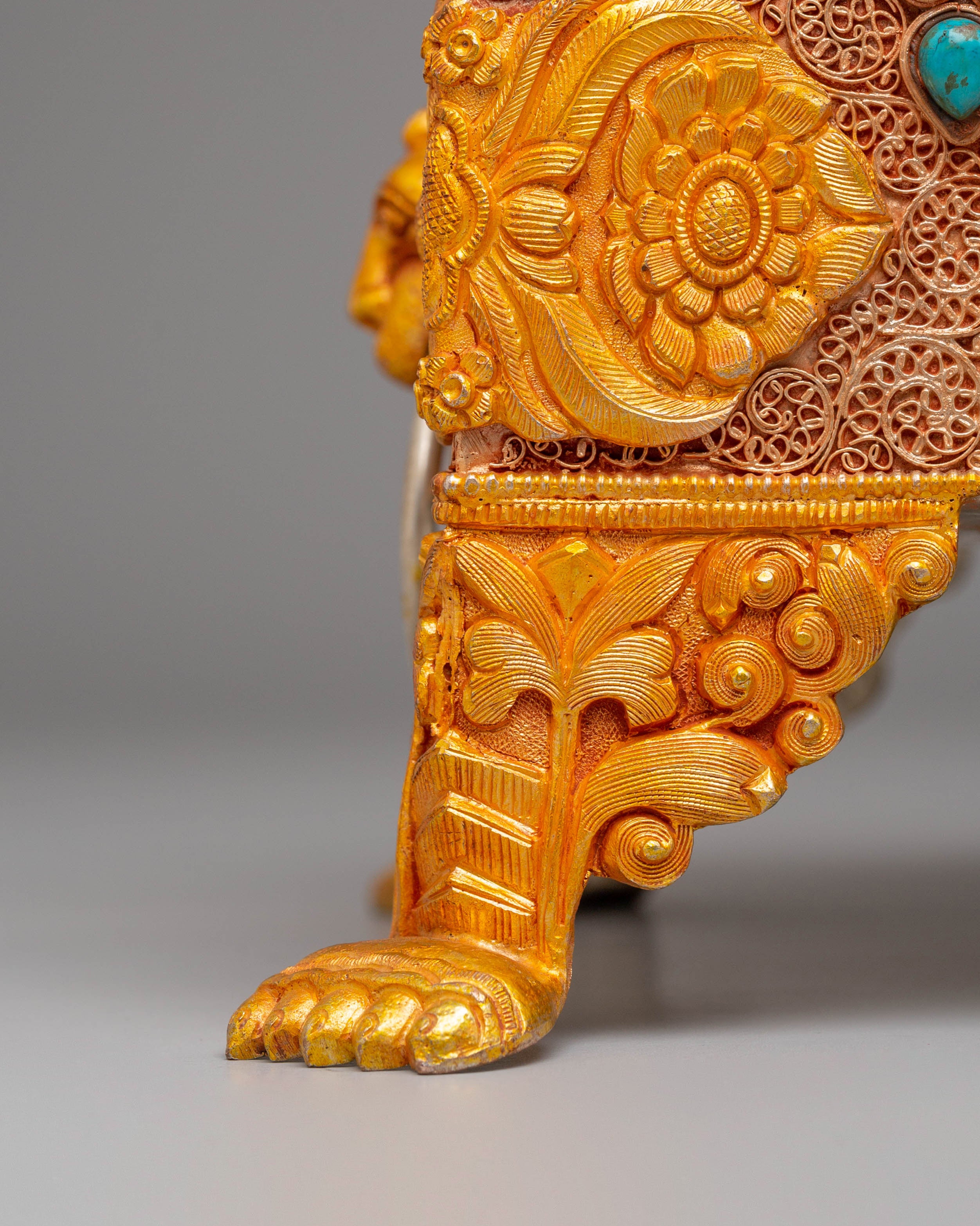 Electro Gold Plated Copper Treasure Box | Tibetan Altar Decor