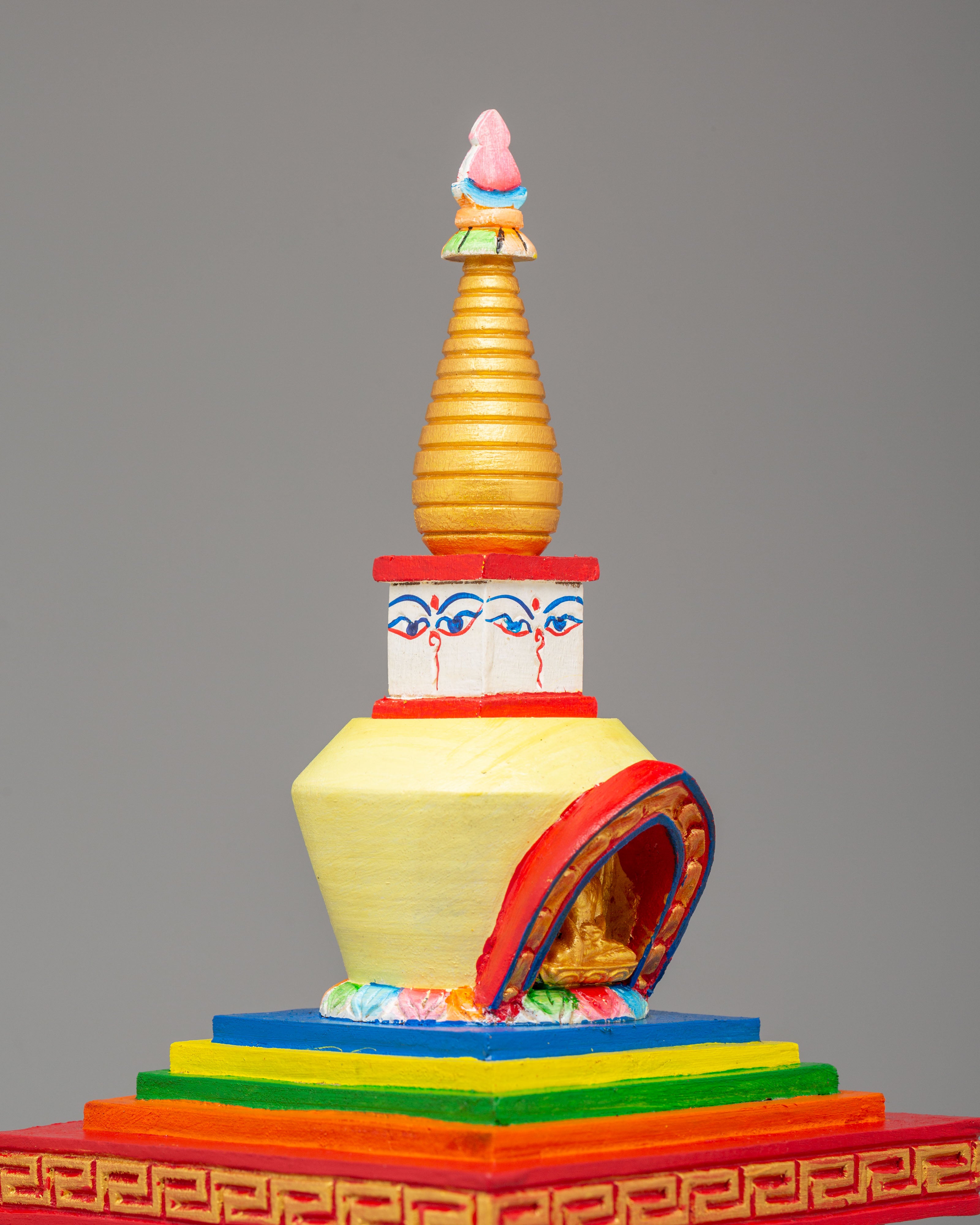 Sacred Enlightenment Stupa | Handcrafted Wooden Stupa for Meditation