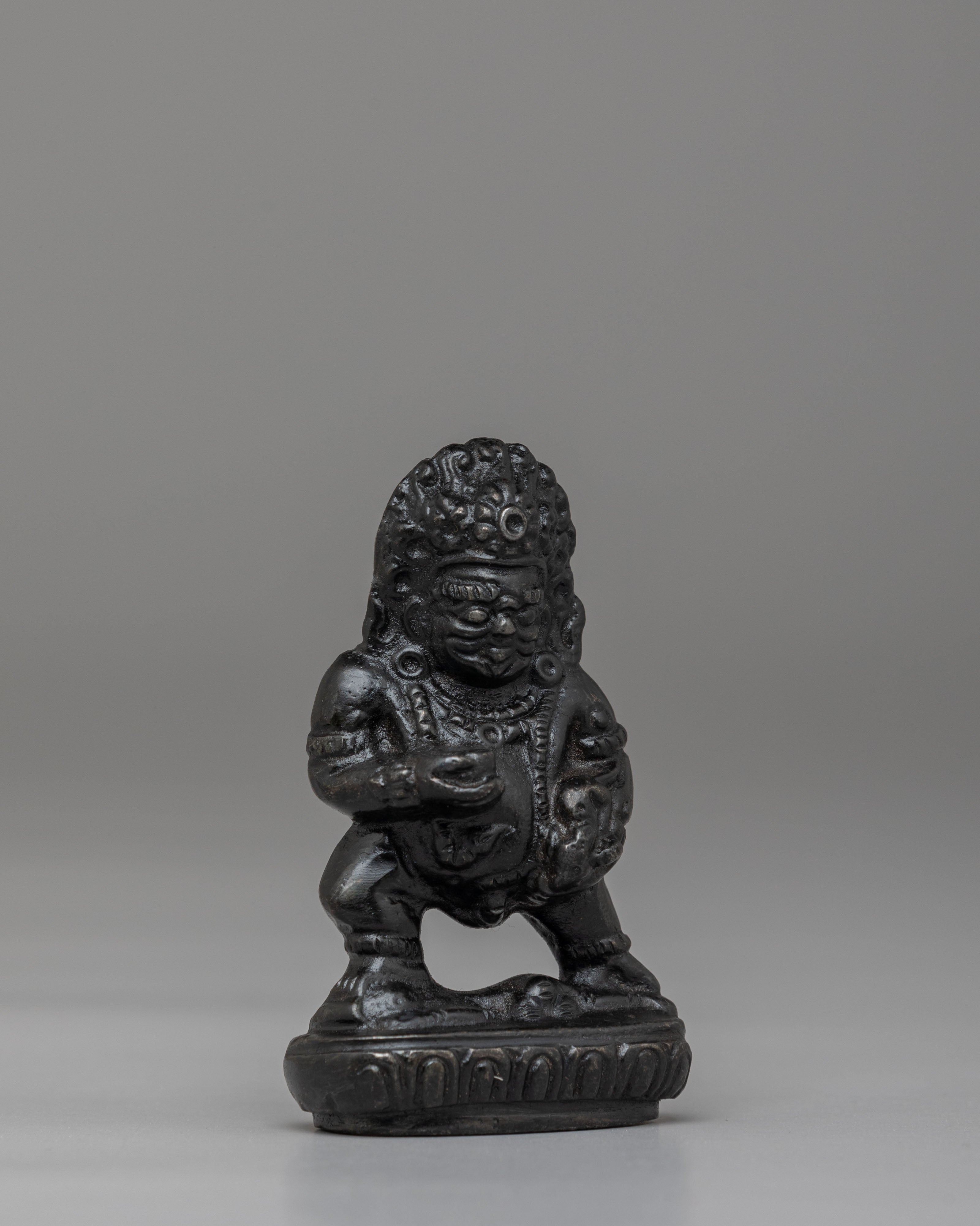 Machine Made Black Dzambhala Statue | Sculpture for Altar and Meditation