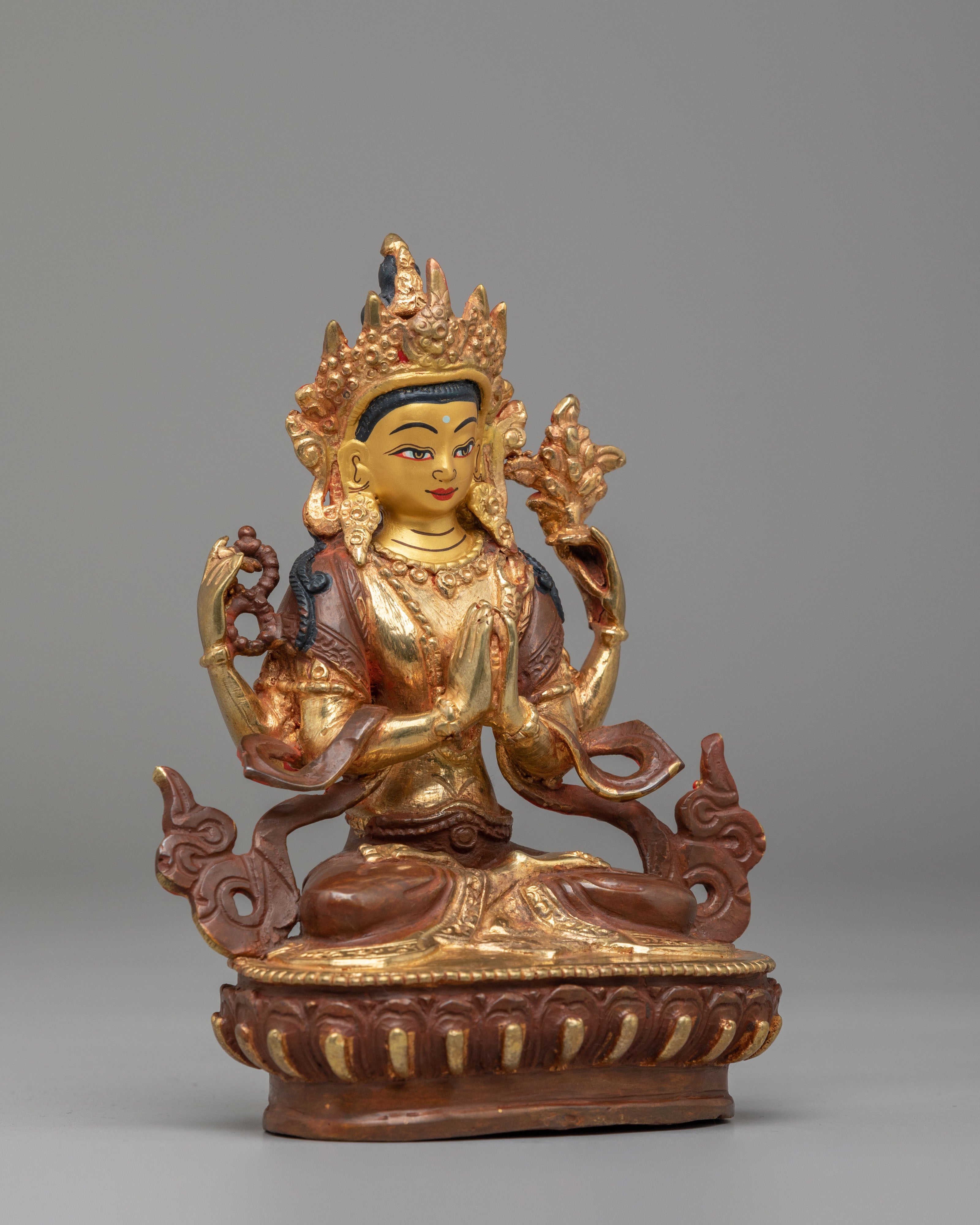 Four-Armed Chenrezig Himalayan Statue | Handcrafted Spiritual Decor