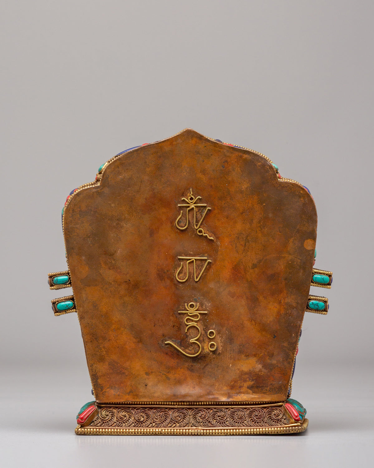 Handmade Buddhist Ritual Ghau Box | Gold Plated Copper Tibetan Shrine