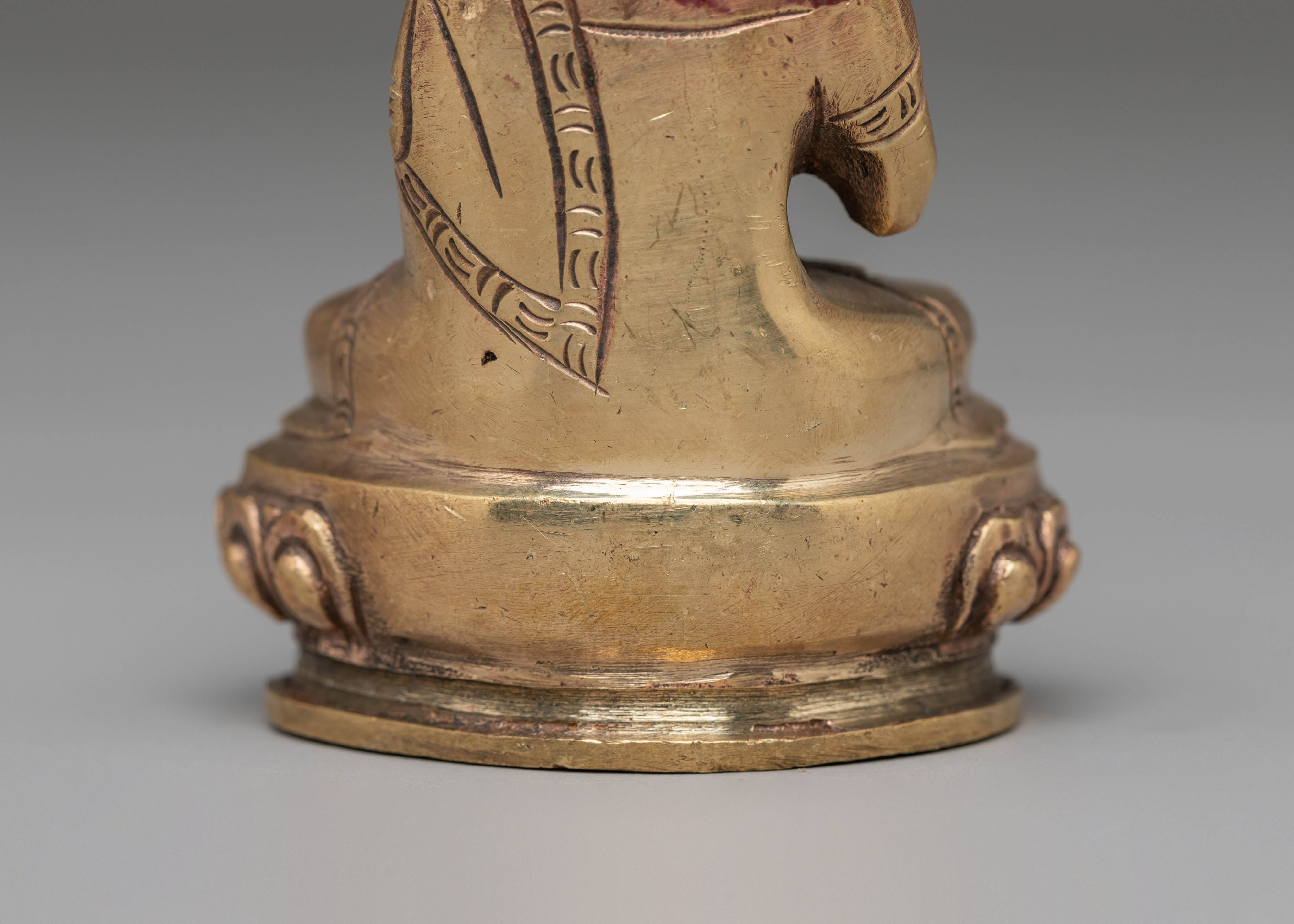 Handcrafted Buddhist Amogasiddhi Statue | Copper Body Statue
