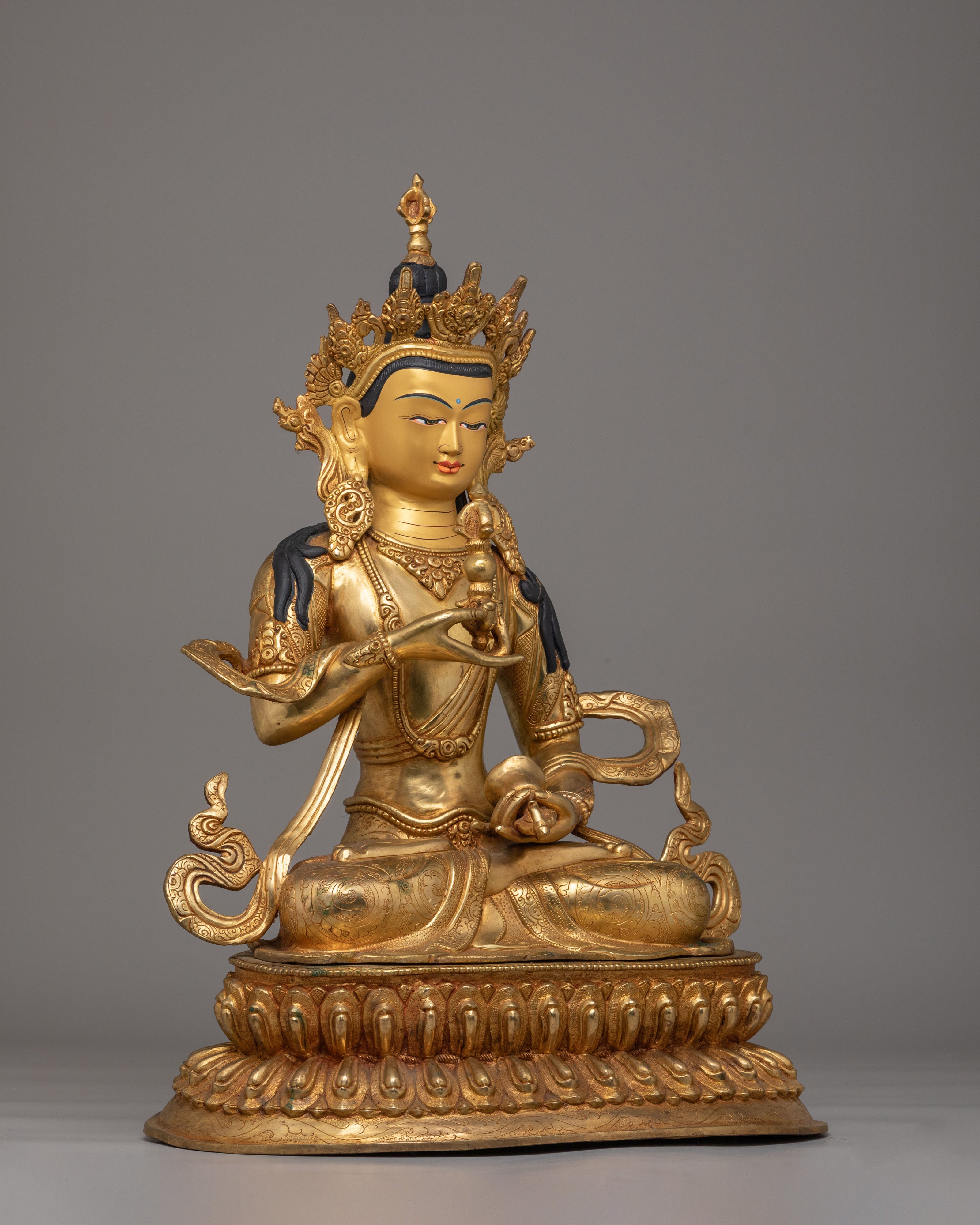 Tibetan Altar Vajrasattva Statue | 24K Gold Plated Buddhist Altar Decor