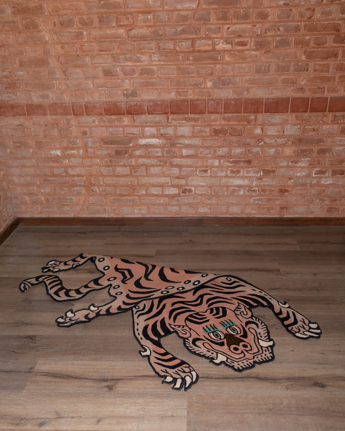 Decorative Handwoven Tiger Rug | Tibetan & New Zealand Wool with Viscose Accents