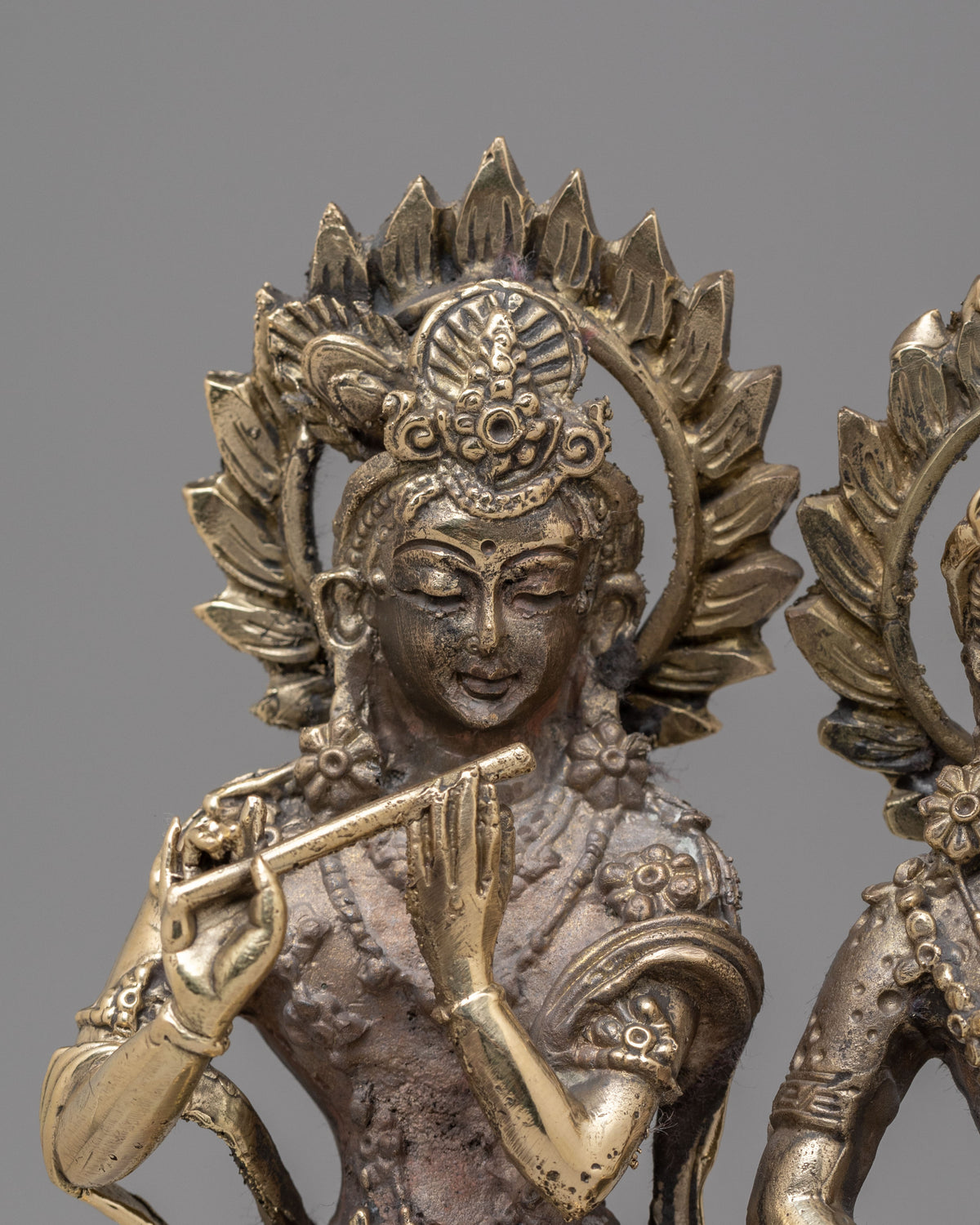 Spiritual Krishna And Radha Statue | Brass Hindu Deity Sculpture