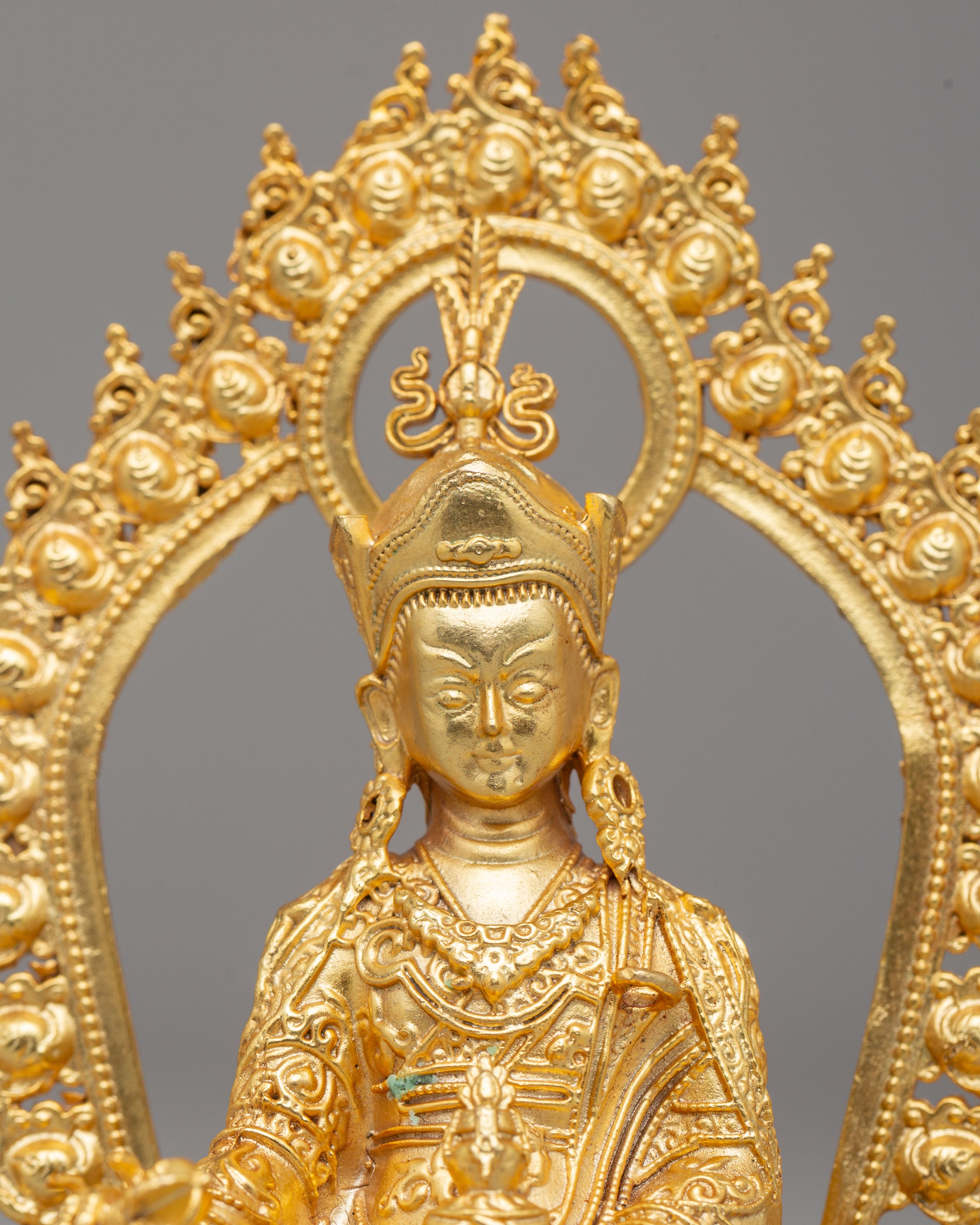 Padmasambhava Meditation Statue | Gold-plated copper statue