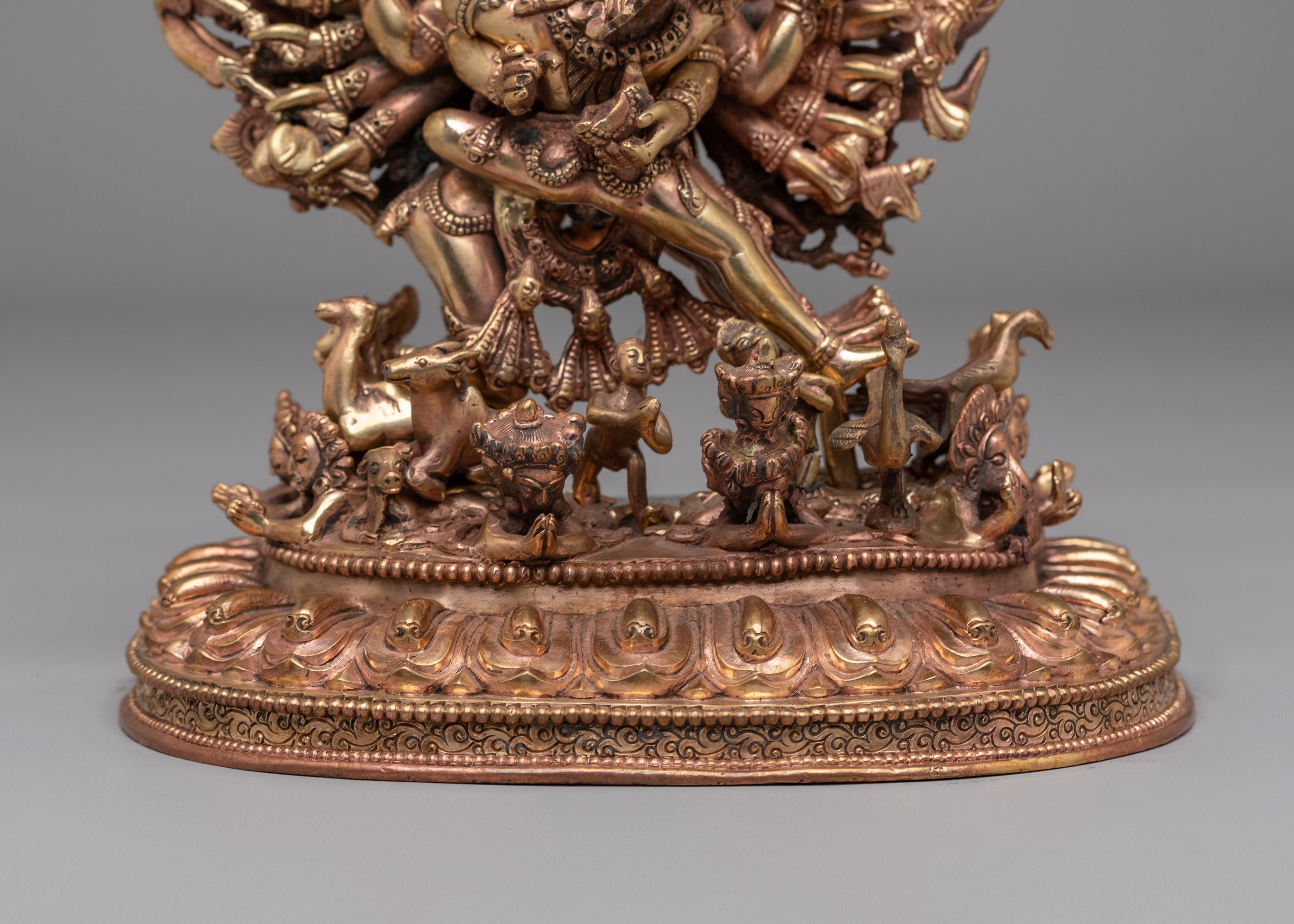 Handmade Yamantaka with Consort Statue | Wrathful Deity Sculpture for Meditation