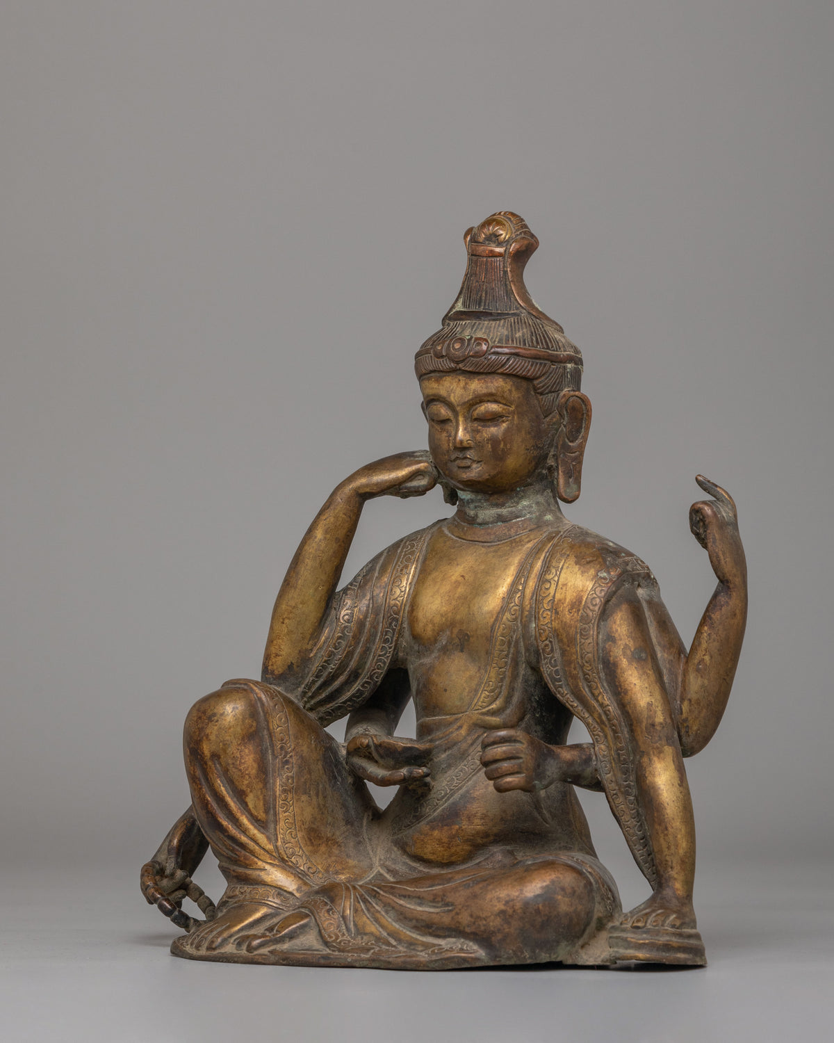 Sacred Nyoirin Kannon Statue | Buddhist Deity Figurine for Spiritual Decor