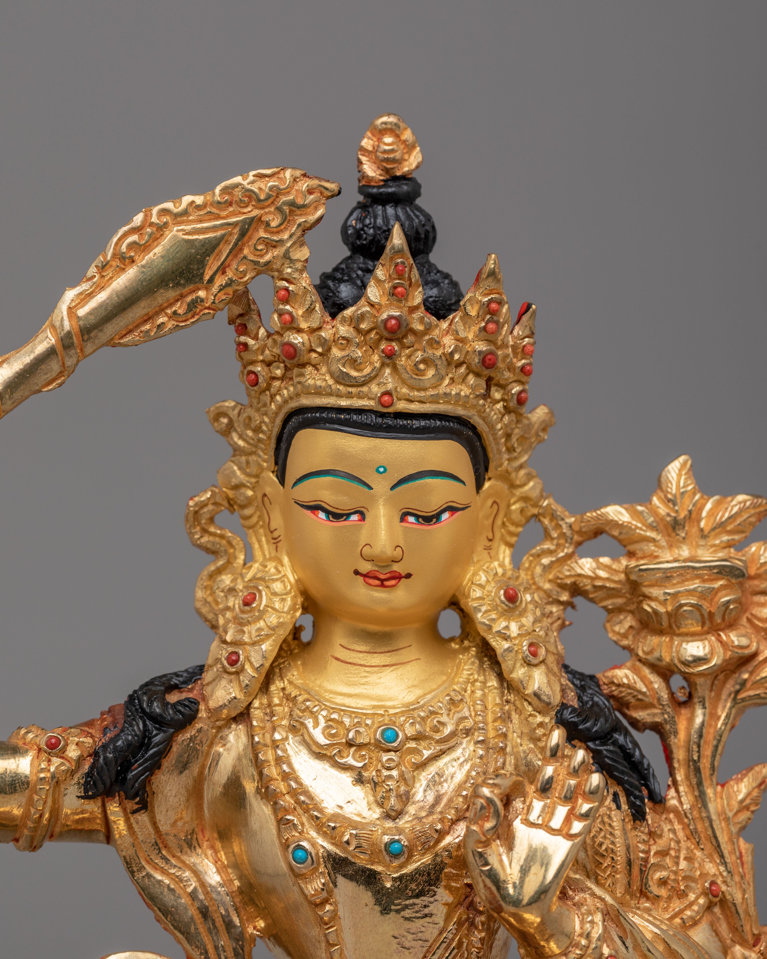 Buddhist Manjushri Statue for Knowledge | Handcrafted Tibetan Deity Figurine