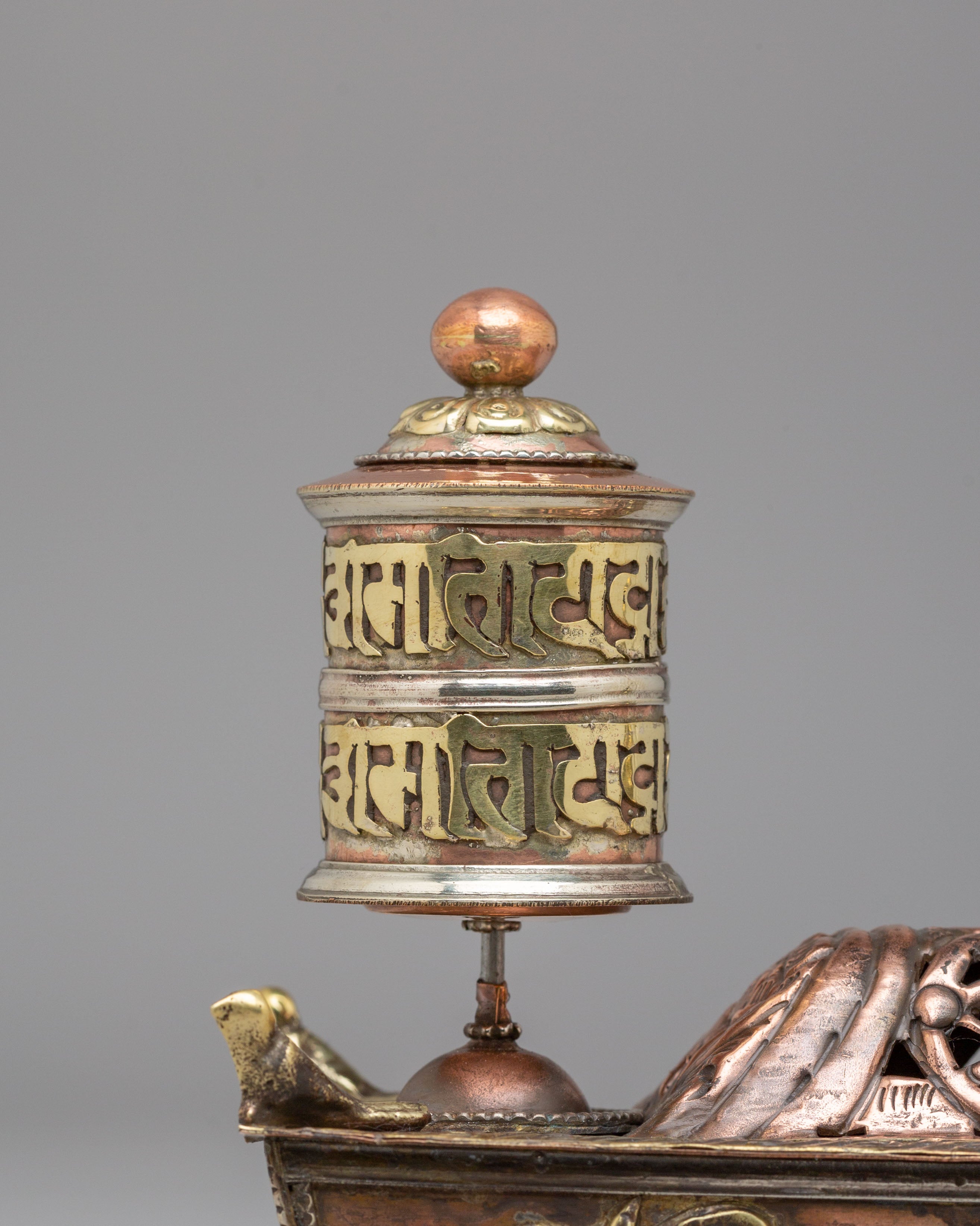 Ritual Incense Burner | Handcrafted Brass Tibetan Incense Box with Dharma Wheel