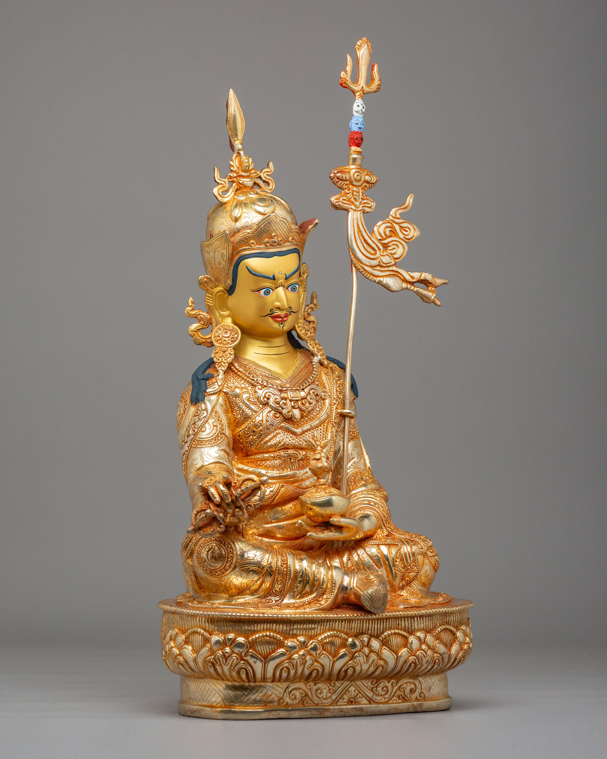 Traditional Guru Rinpoche Sculpture | Handmade Tibetan Deity Statue