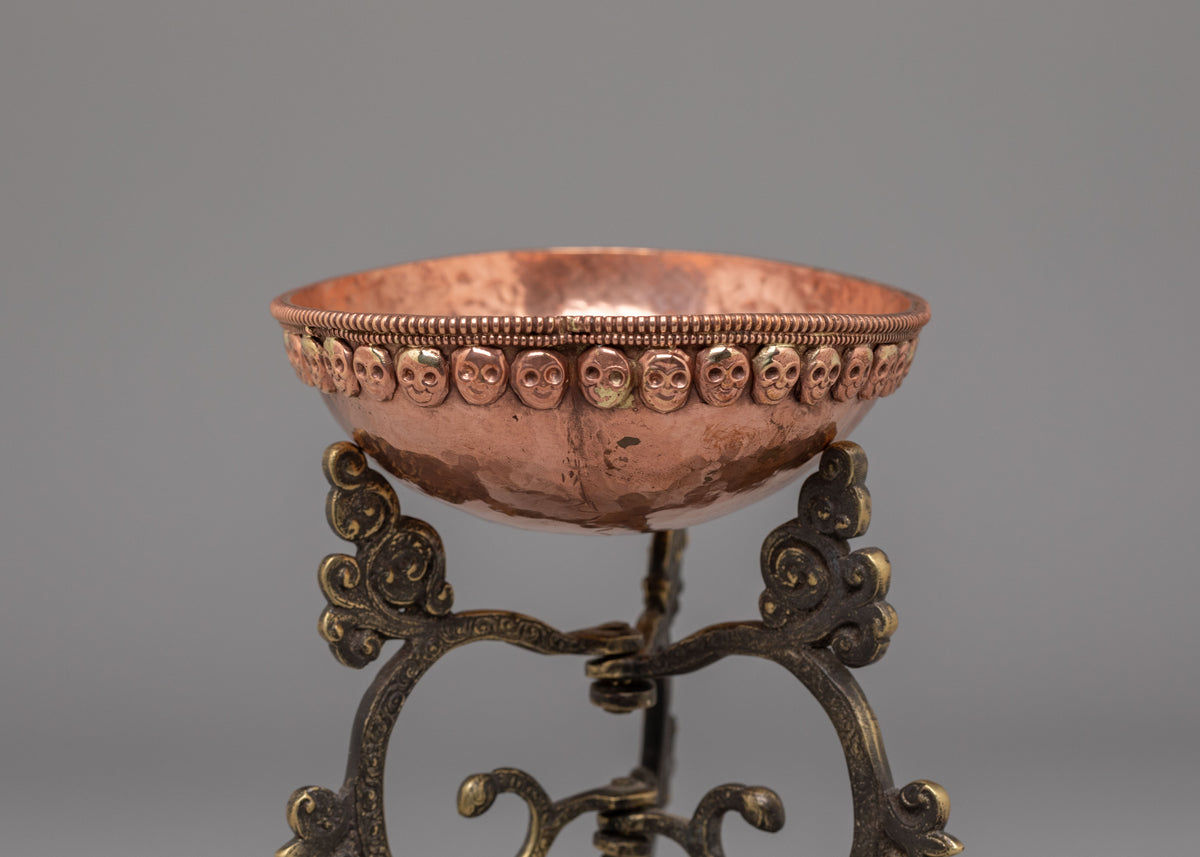 Sacred Buddhist Ritual Kapala Set | Handcrafted Tibetan Skull Bowl
