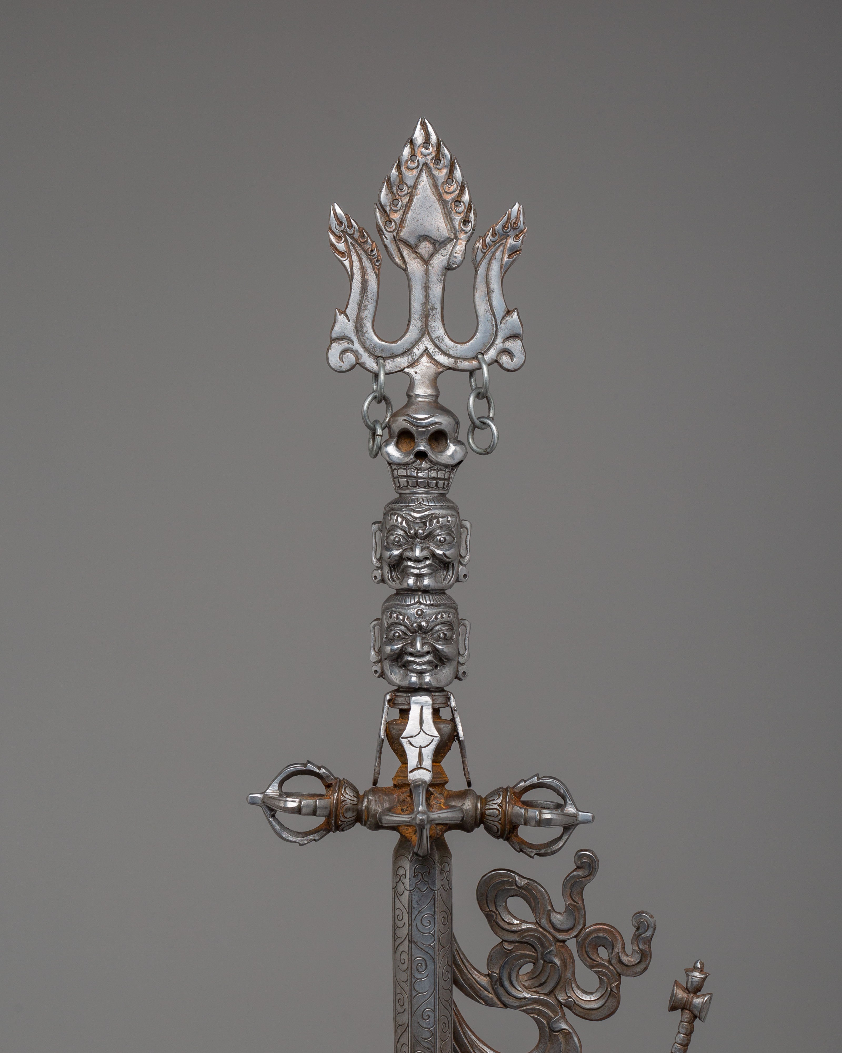 Sacred Khatvanga Ritual Staff | Symbol of Power and Protection