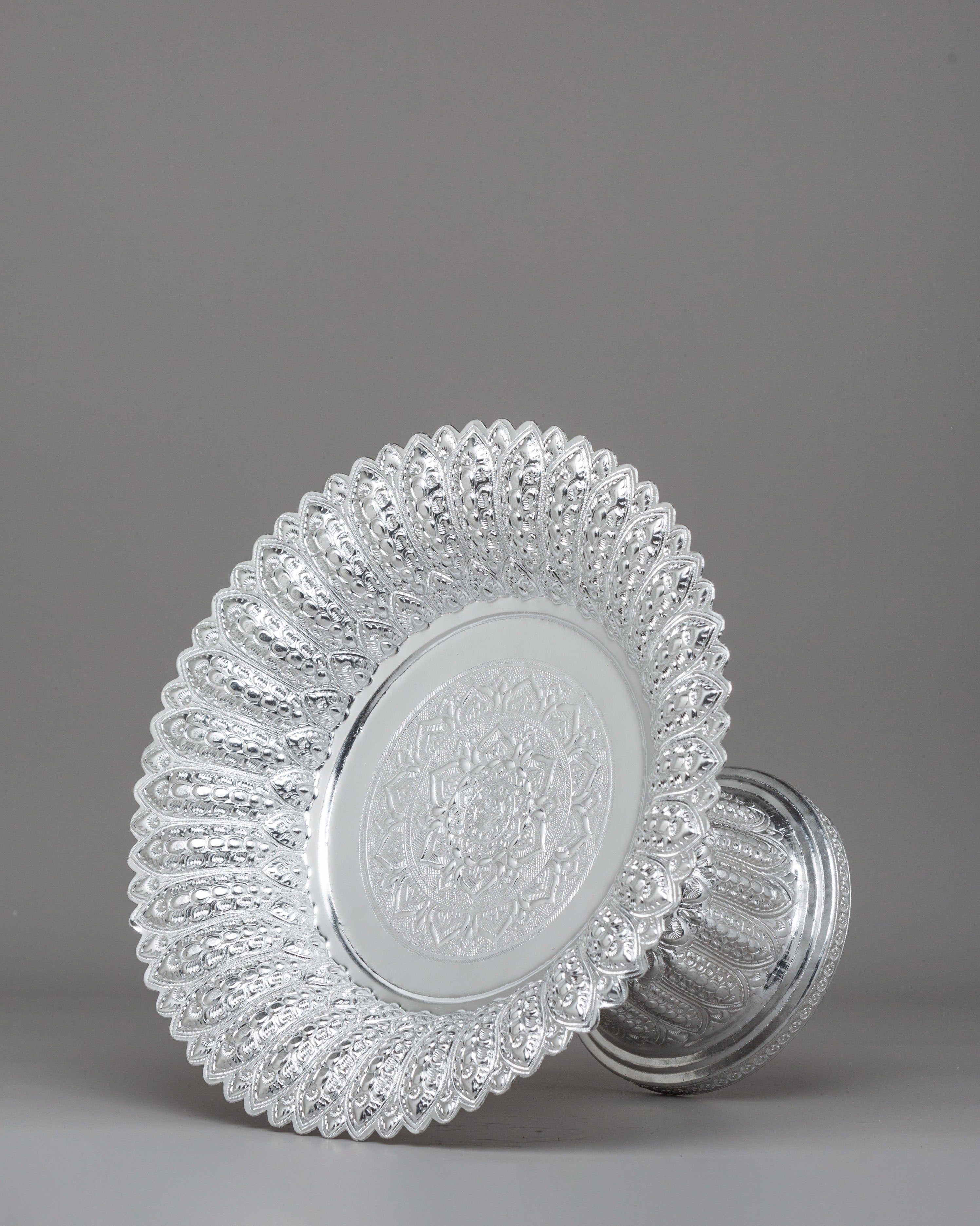 Silver Ritual Tika Thali | Traditional Altar Plate for Meditation
