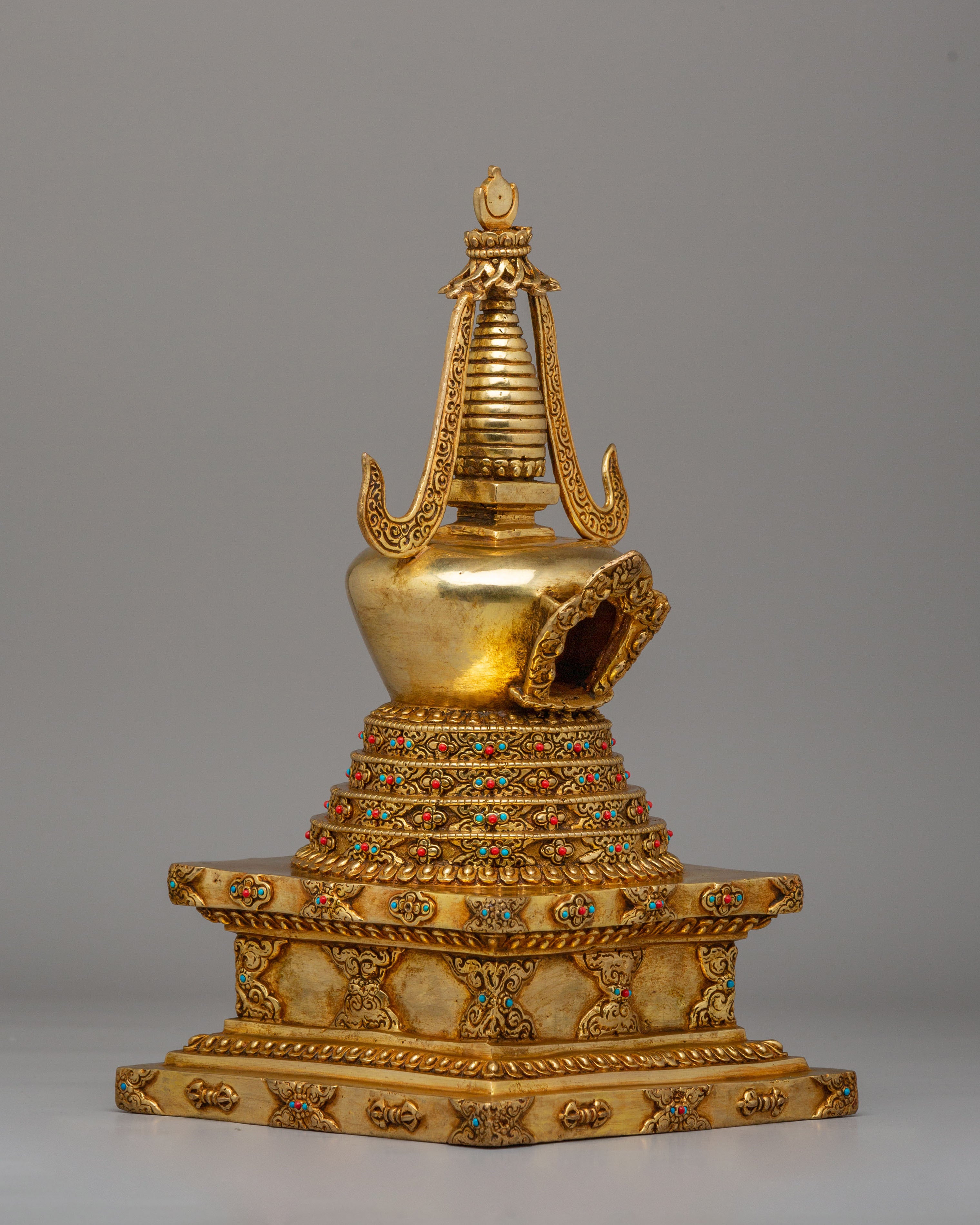 Handcrafted Altar Namgyalma Stupa | 24K Gold Plated Buddhist Stupa