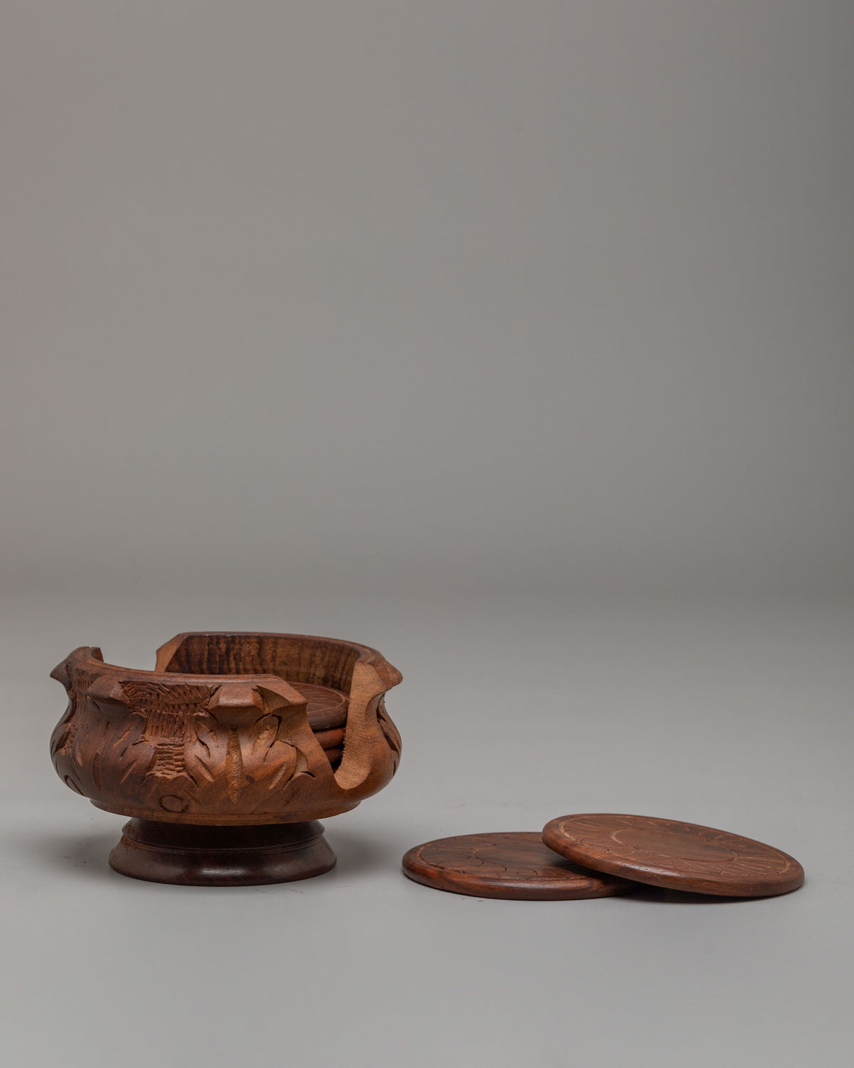 Buddhist Symbol Coaster Set | Handcrafted Wooden Coasters