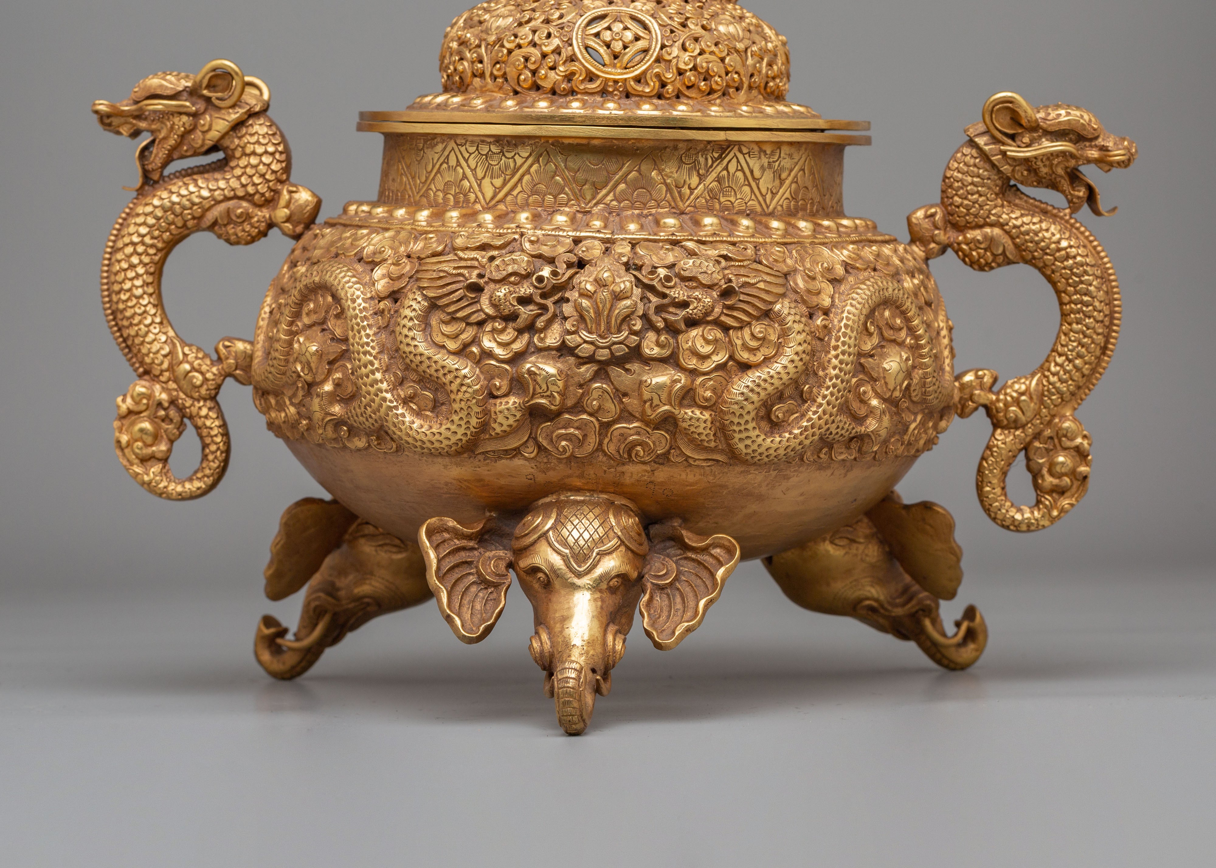 Dragon Handle Incense Burner | Tibetan Ritual Offering Vessel