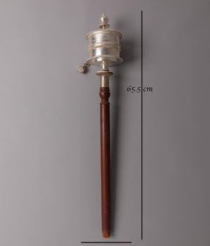 Pure Silver Dharma Prayer Wheel | Symbol of Wisdom & Compassion