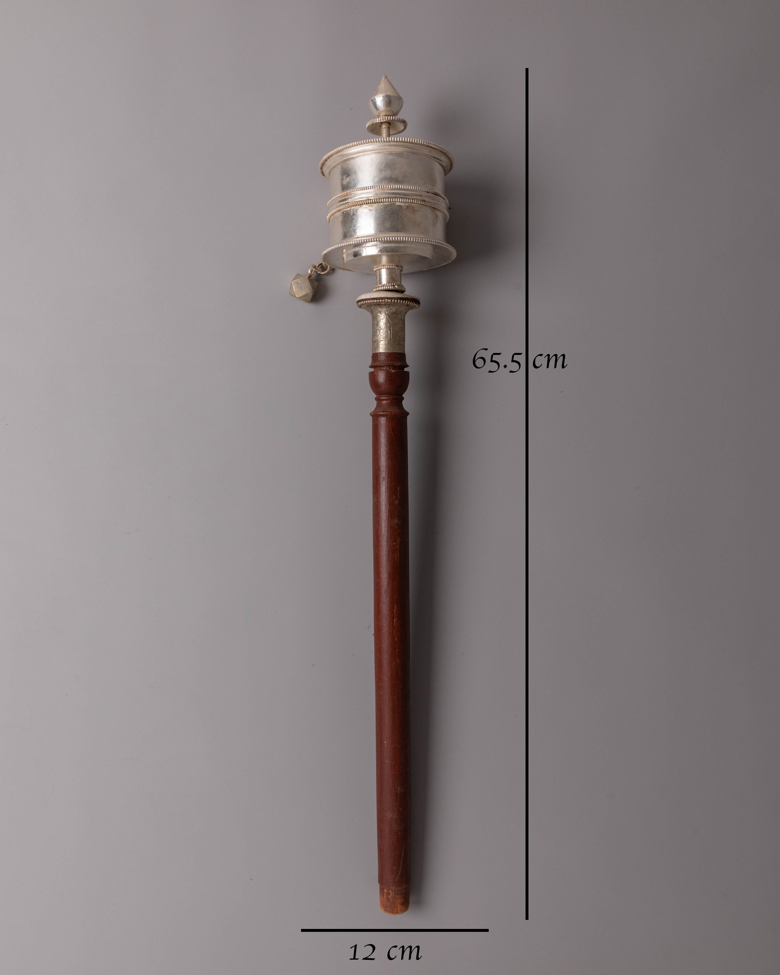 Pure Silver Dharma Prayer Wheel | Symbol of Wisdom & Compassion