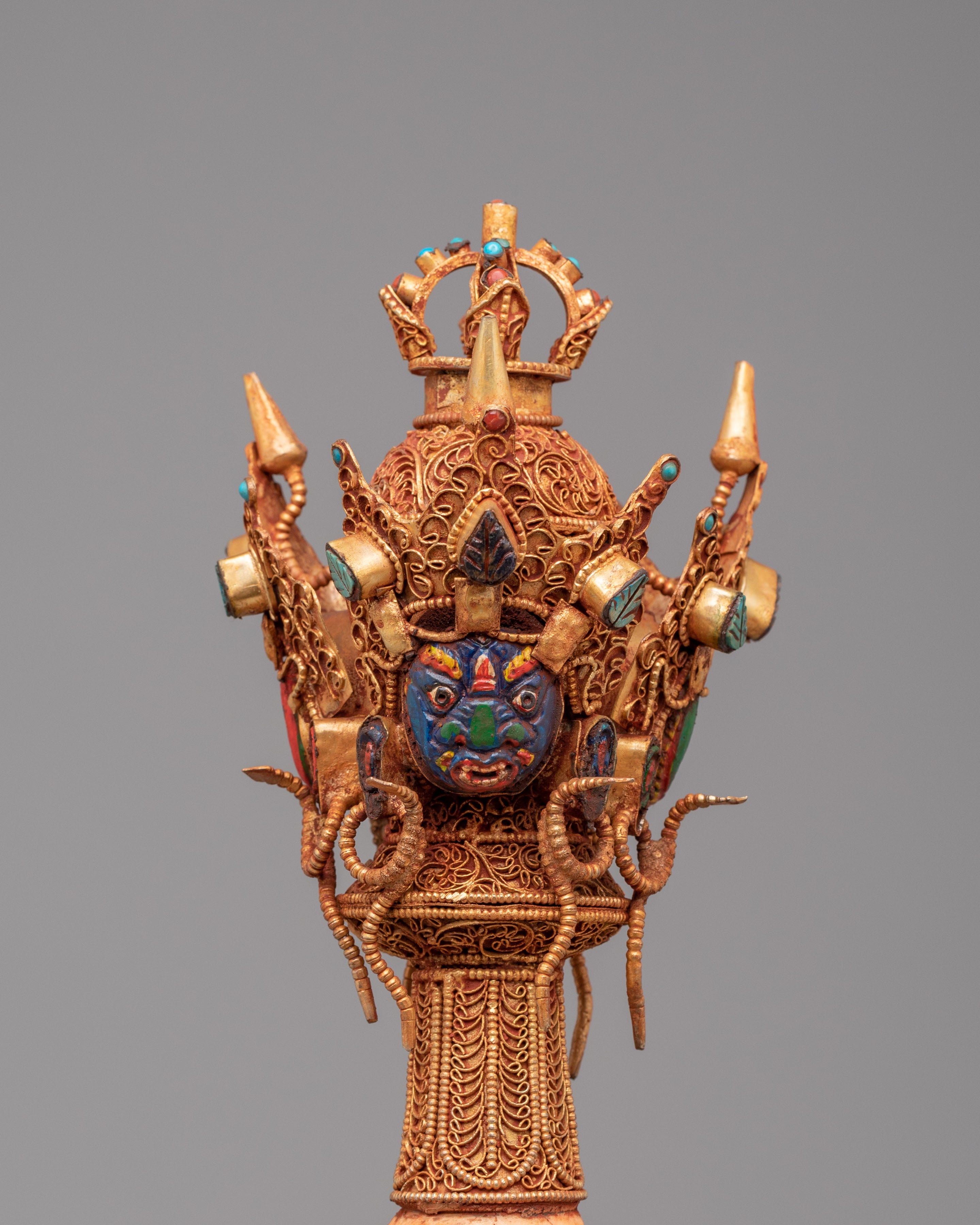 Handcrafted Himalayan Phurba for Ritual | Tibetan Dagger with Bone Carvings