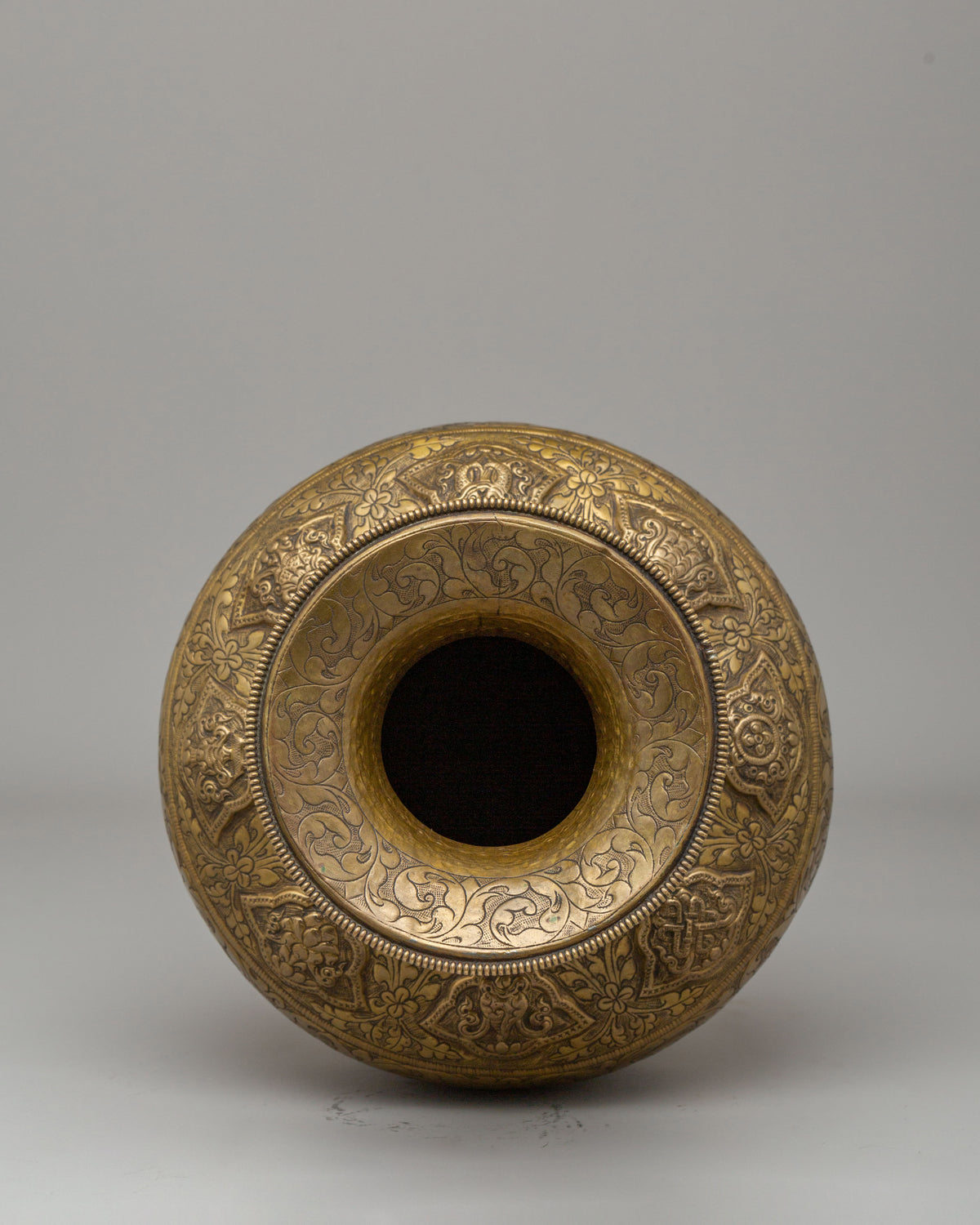 Decorative Himalayan Vase | Handcrafted Brass Tibetan Vessel