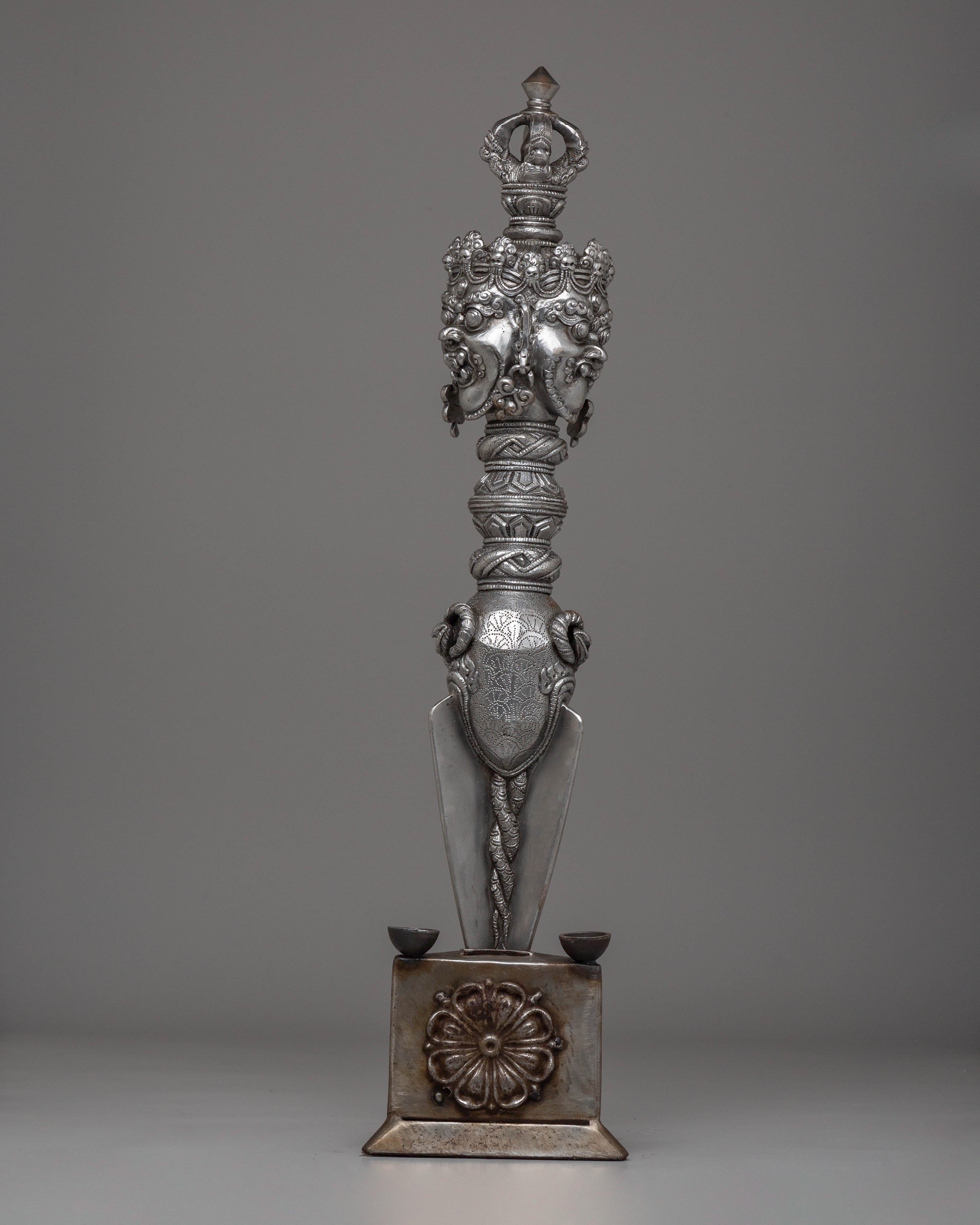 Iron Phurba for Buddhist Ceremonies |Tibetan Ritual Tool with Acrylic Color