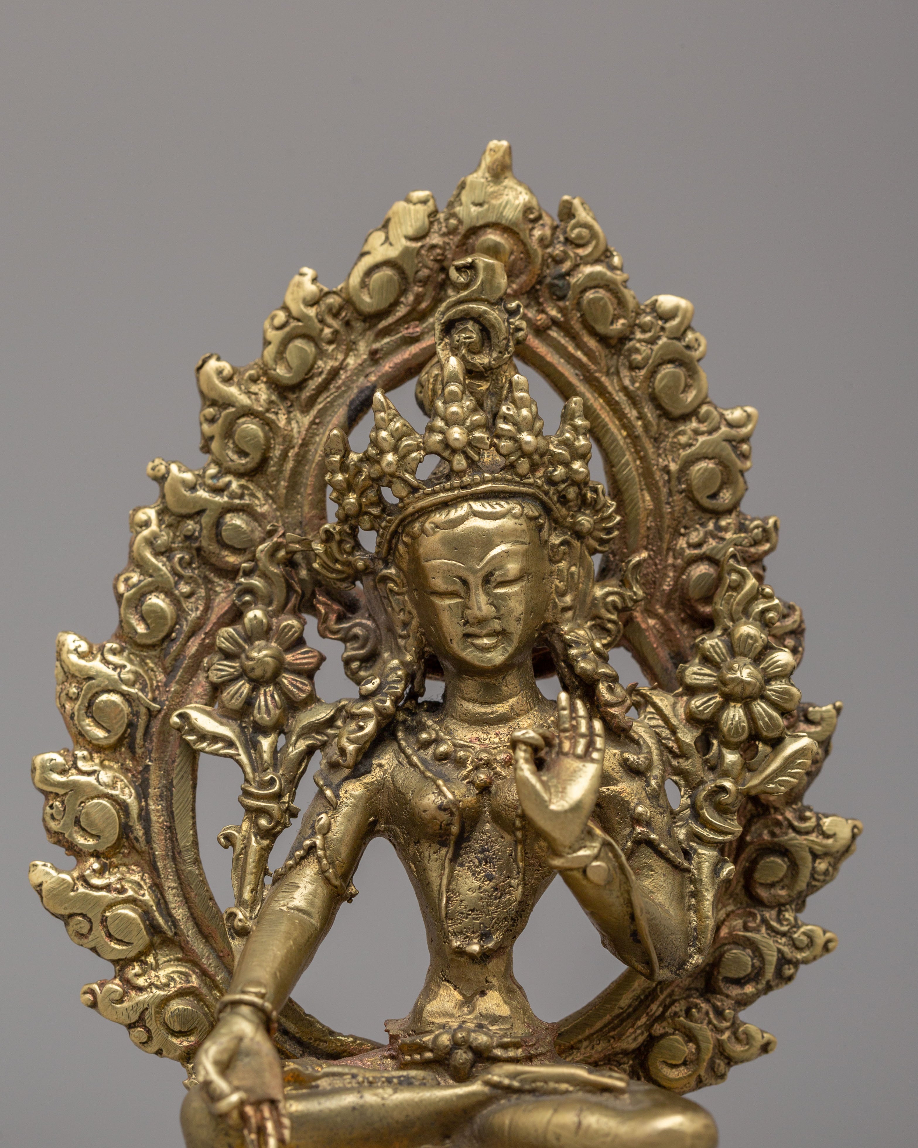 White Tara Deity Statue | Brass Buddhist Altar Decor