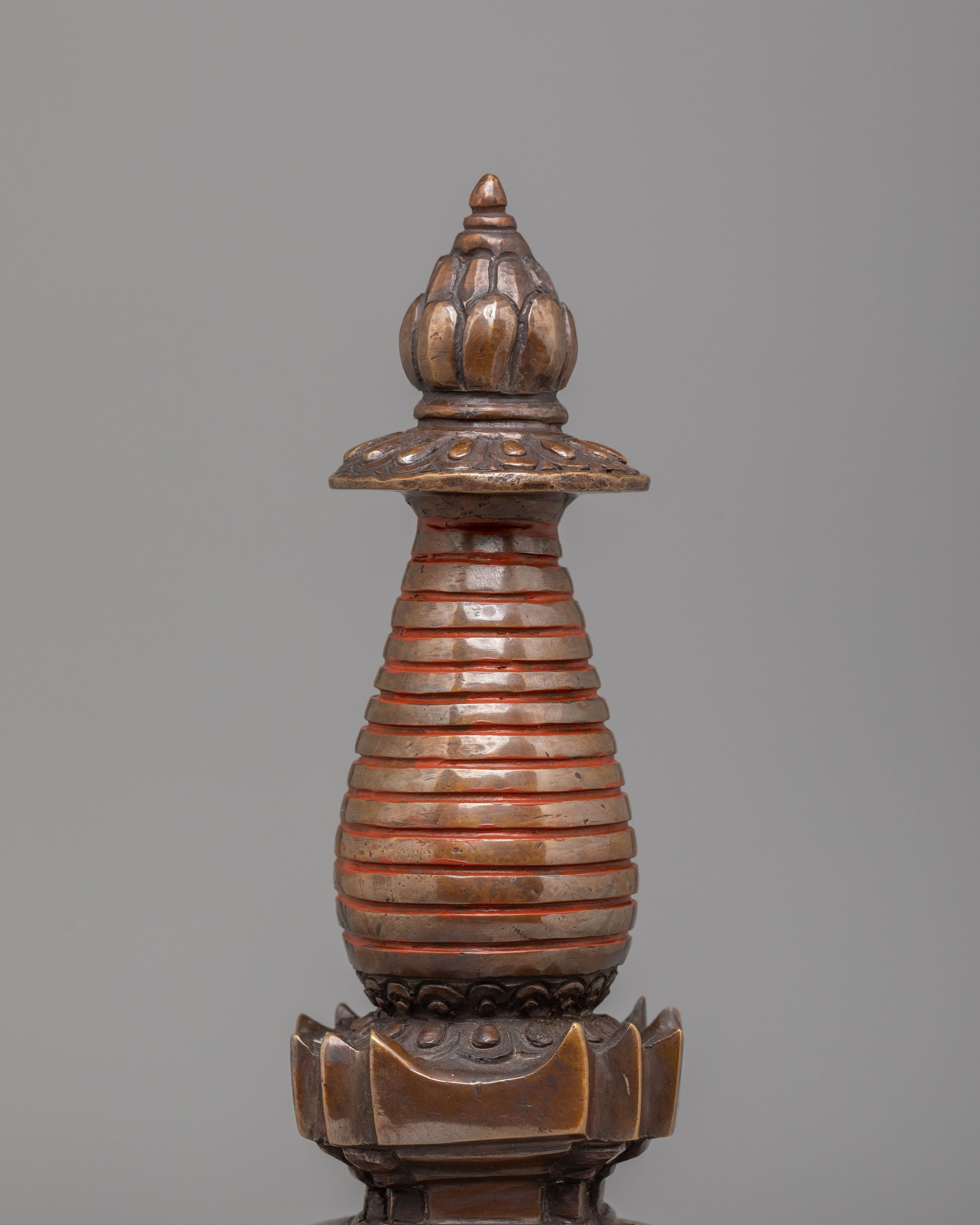 Vajrayana Kadampa Altar Stupa | Oxidized Copper Buddhist Stupa