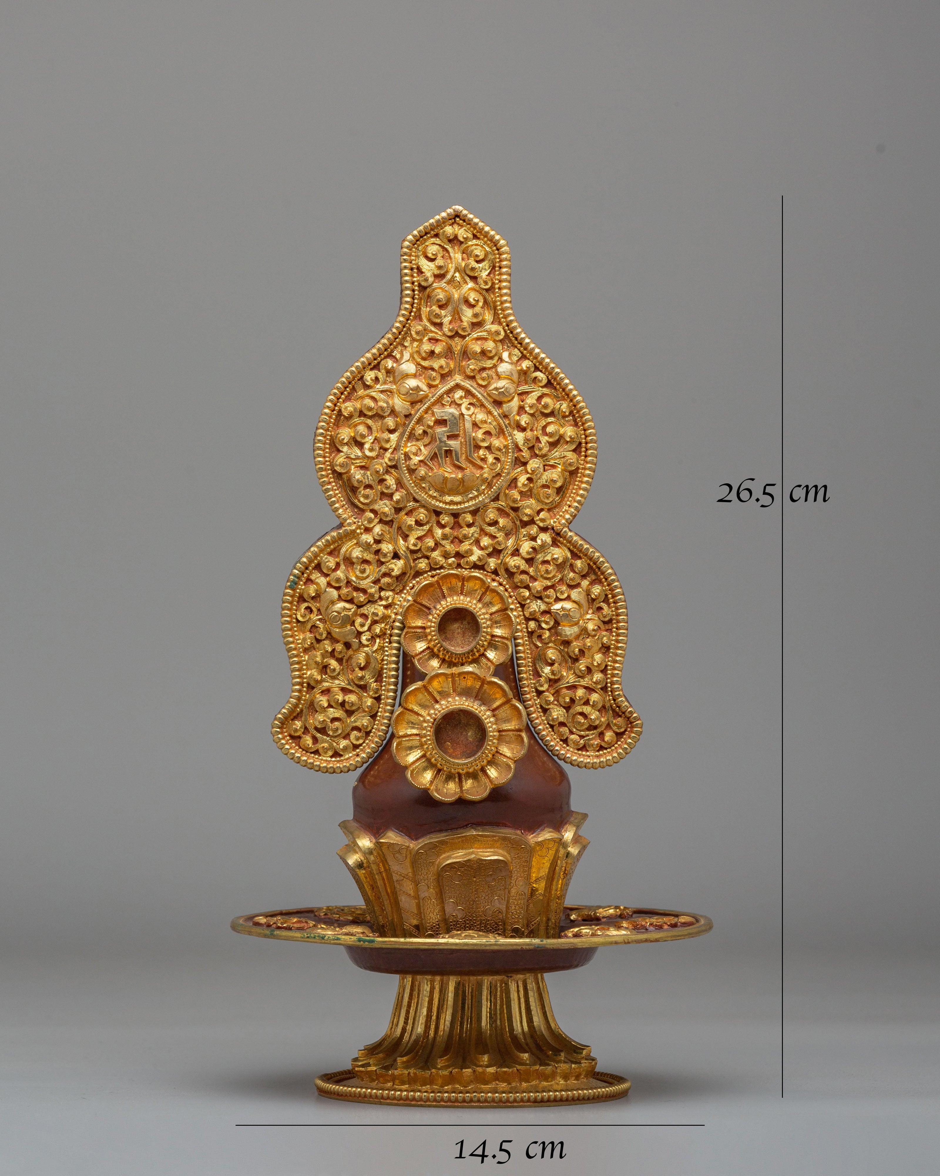 Traditional Tibetan Ritual Torma | Electro Gold Plated Copper Torma