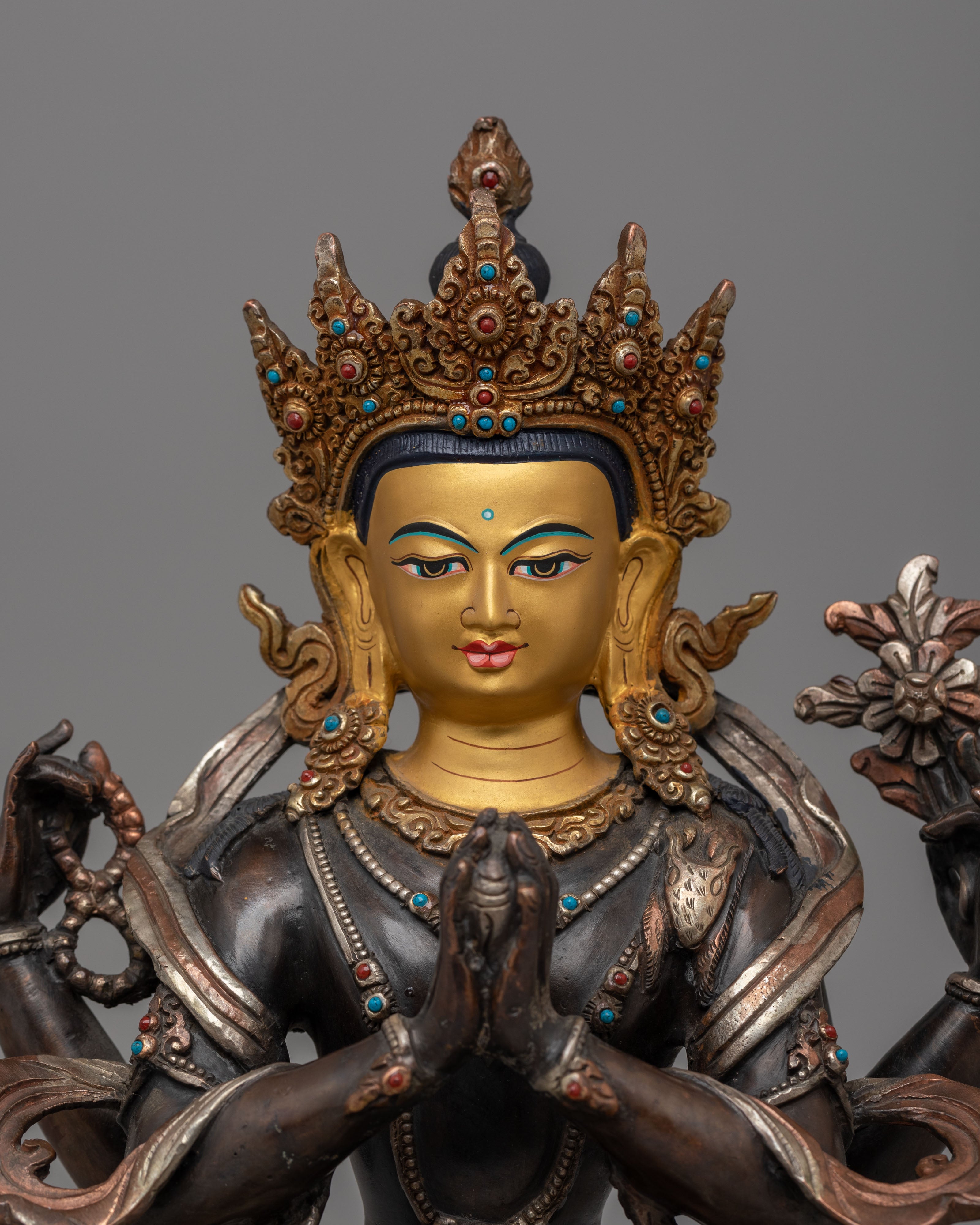 Sacred Himalayan Avalokiteshvara Statue | Tibetan Bodhisattva of Compassion