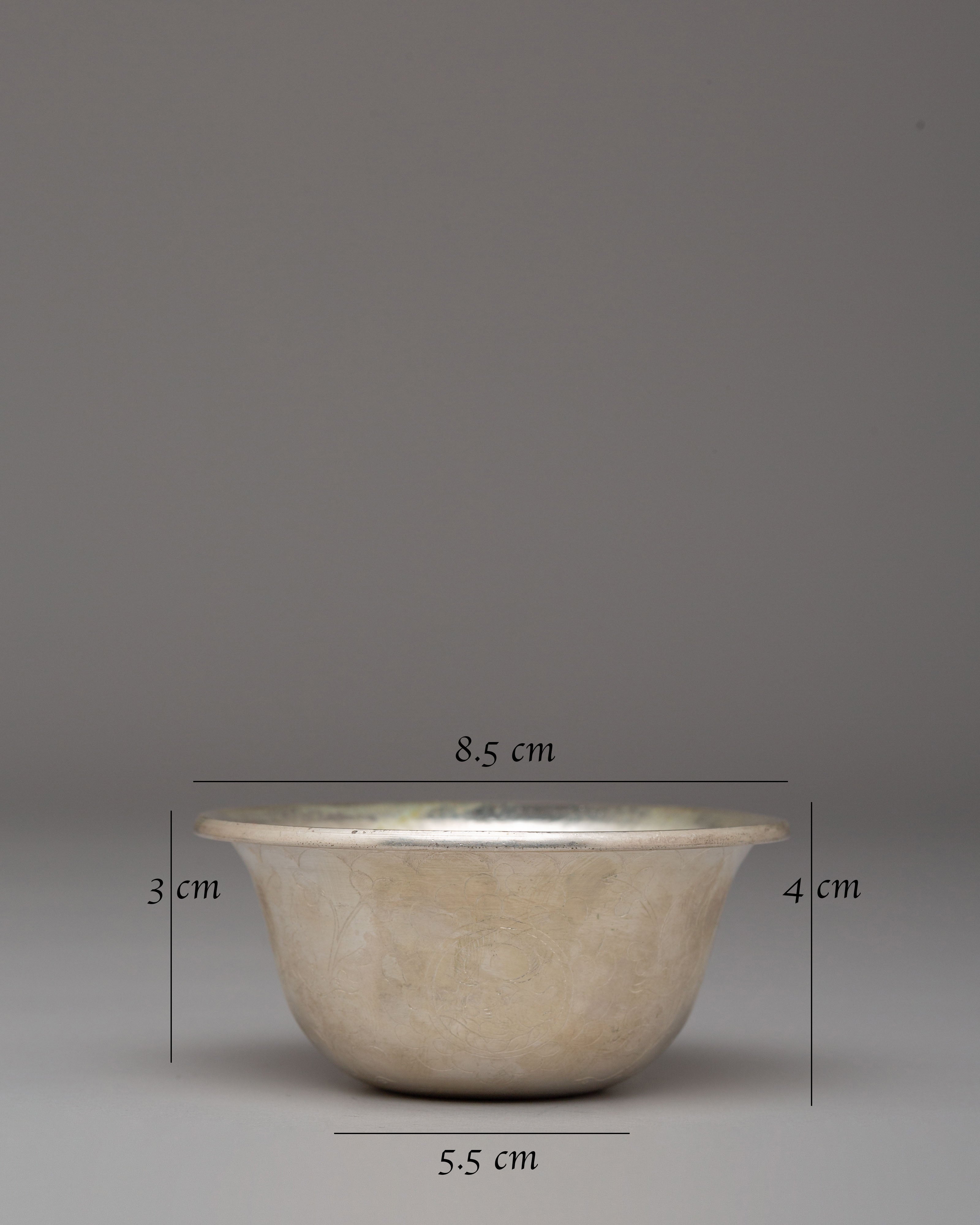 Tibetan Offering Bowl for Altar Use | Silver-Plated Meditation Offering Bowls