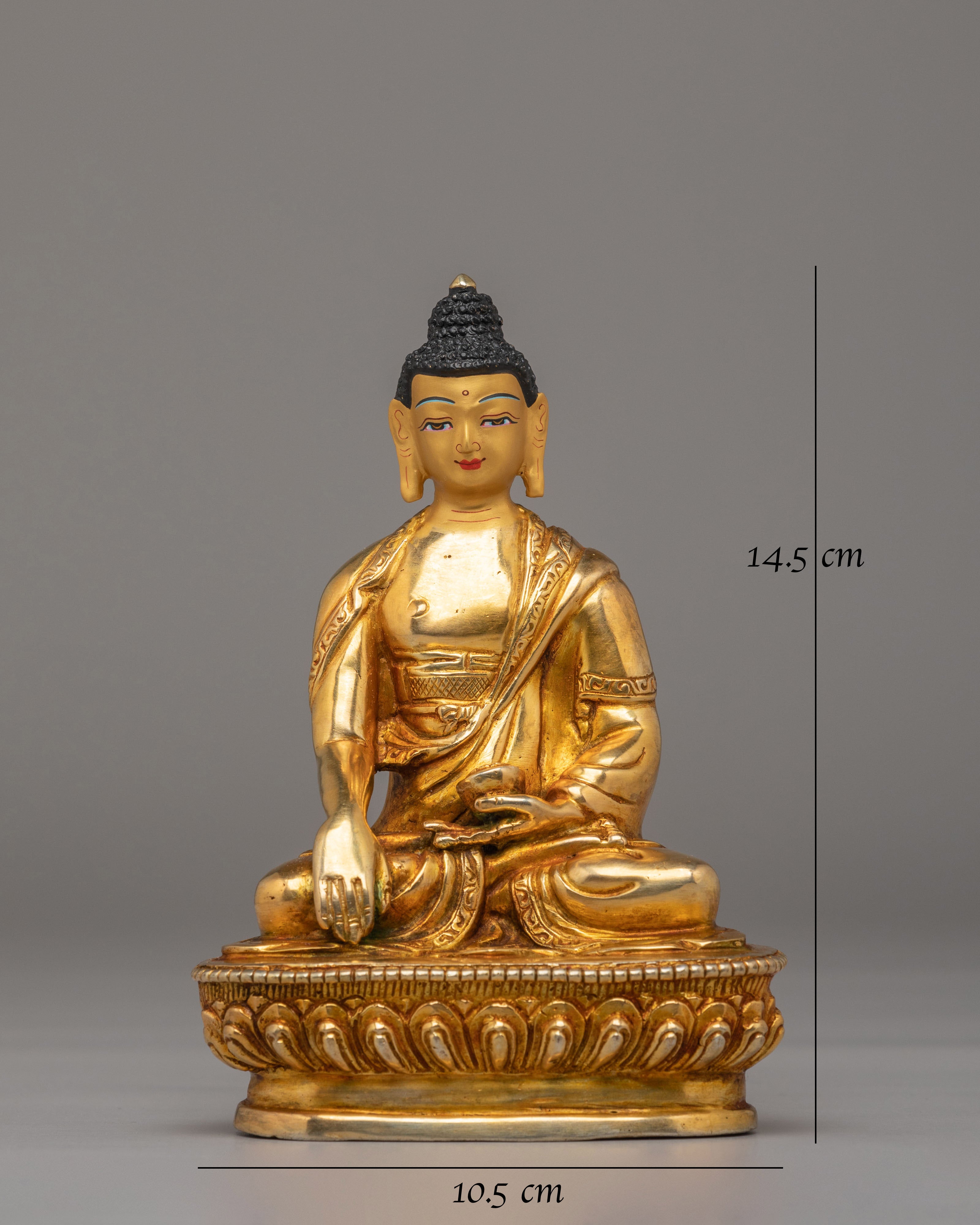 Scared Shakyamuni Buddha Sculpture | Gold Plated Meditation Altar Decor