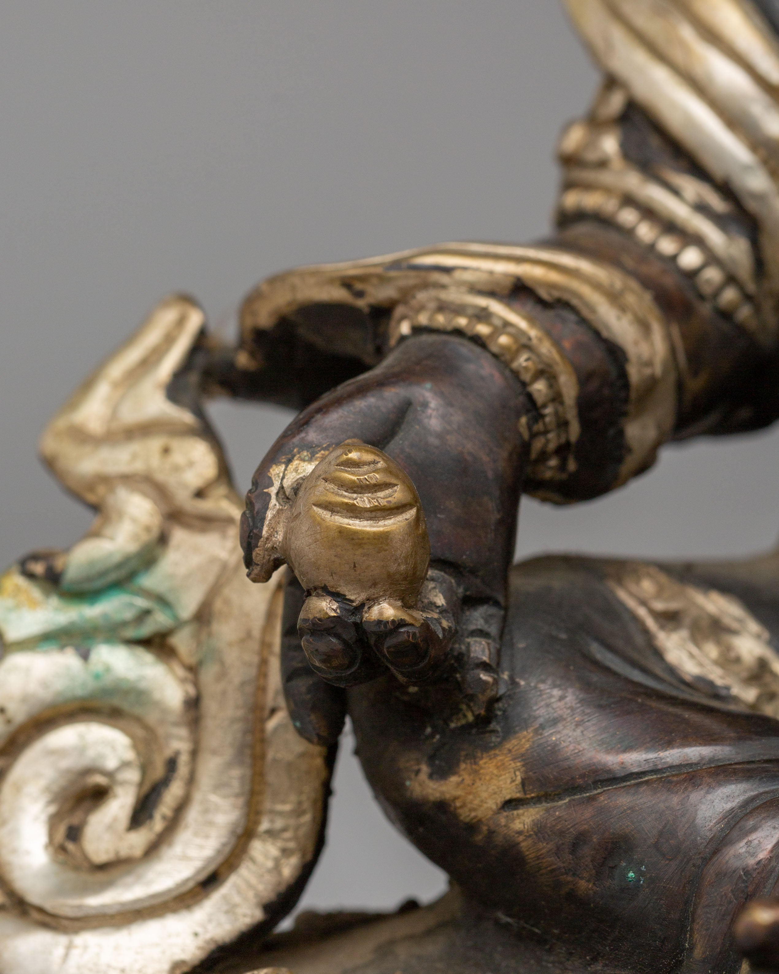 Handmade Wealth Deity Dzambhala Statue | Oxidized Copper Body With Silver Plating