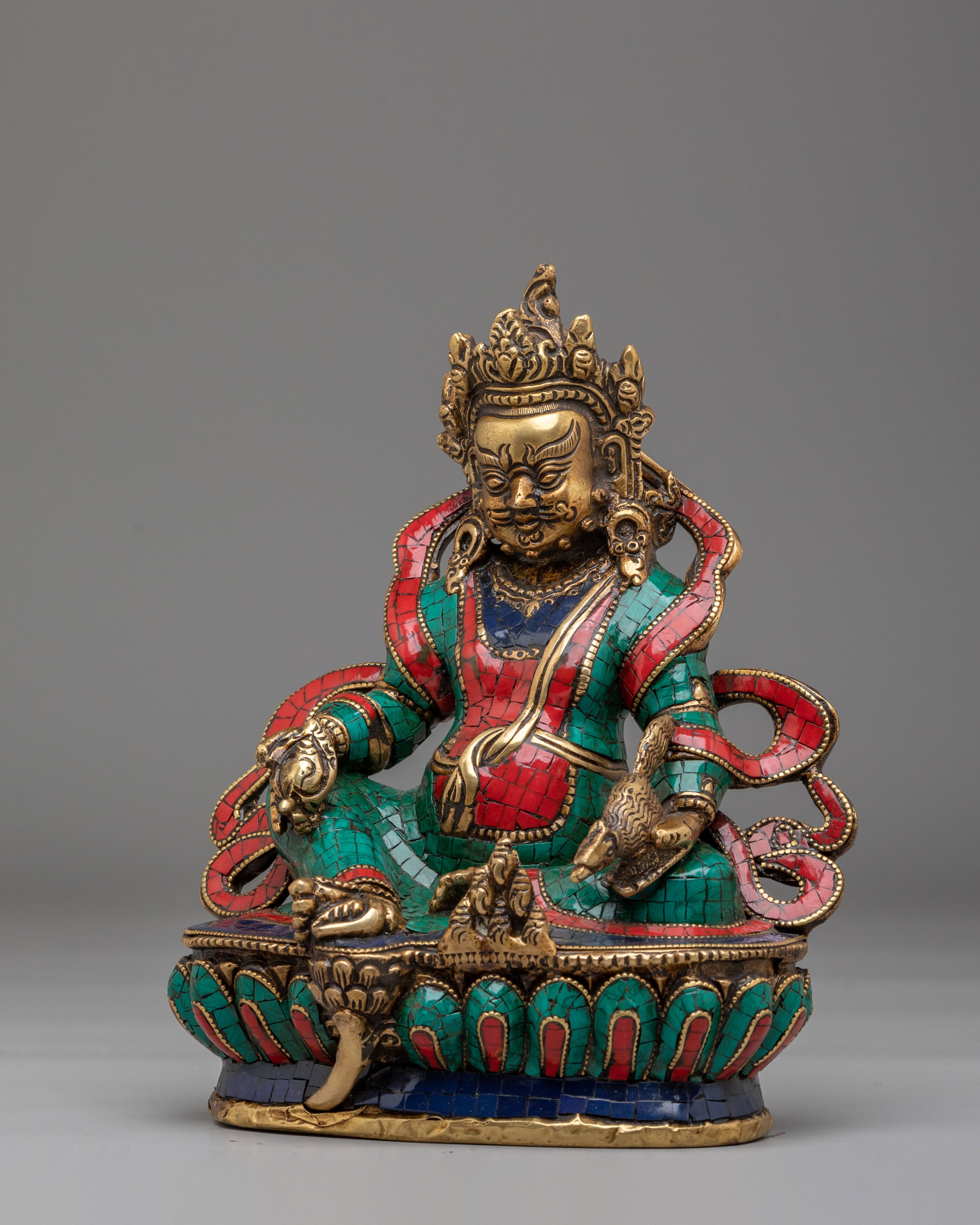 Dzambhala Statue of Wealth and Abundance | Brass Figurine for Mindful Living