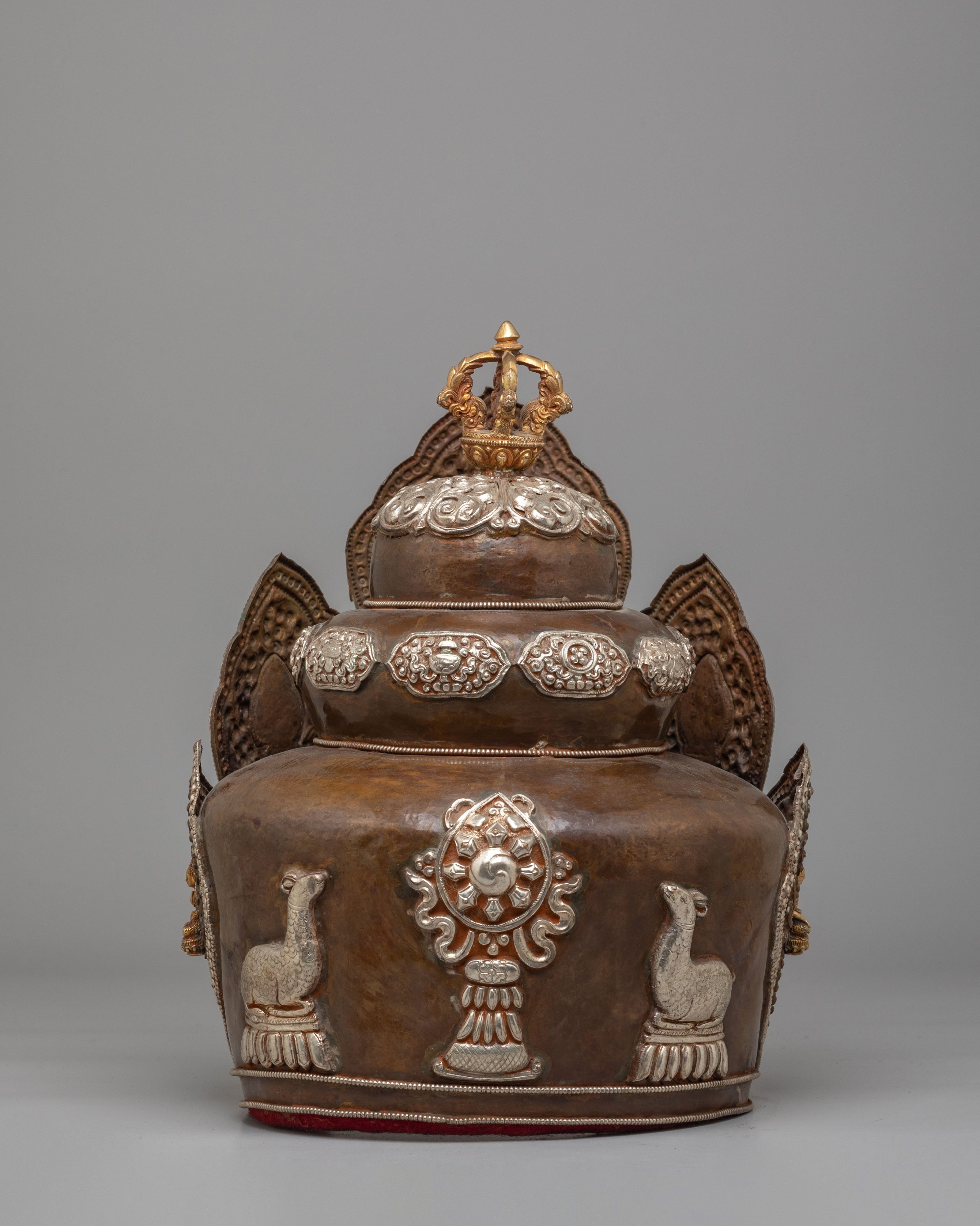 Ritual Five Dhyani Buddha Crown | Traditional Buddhist Headwear for Meditation