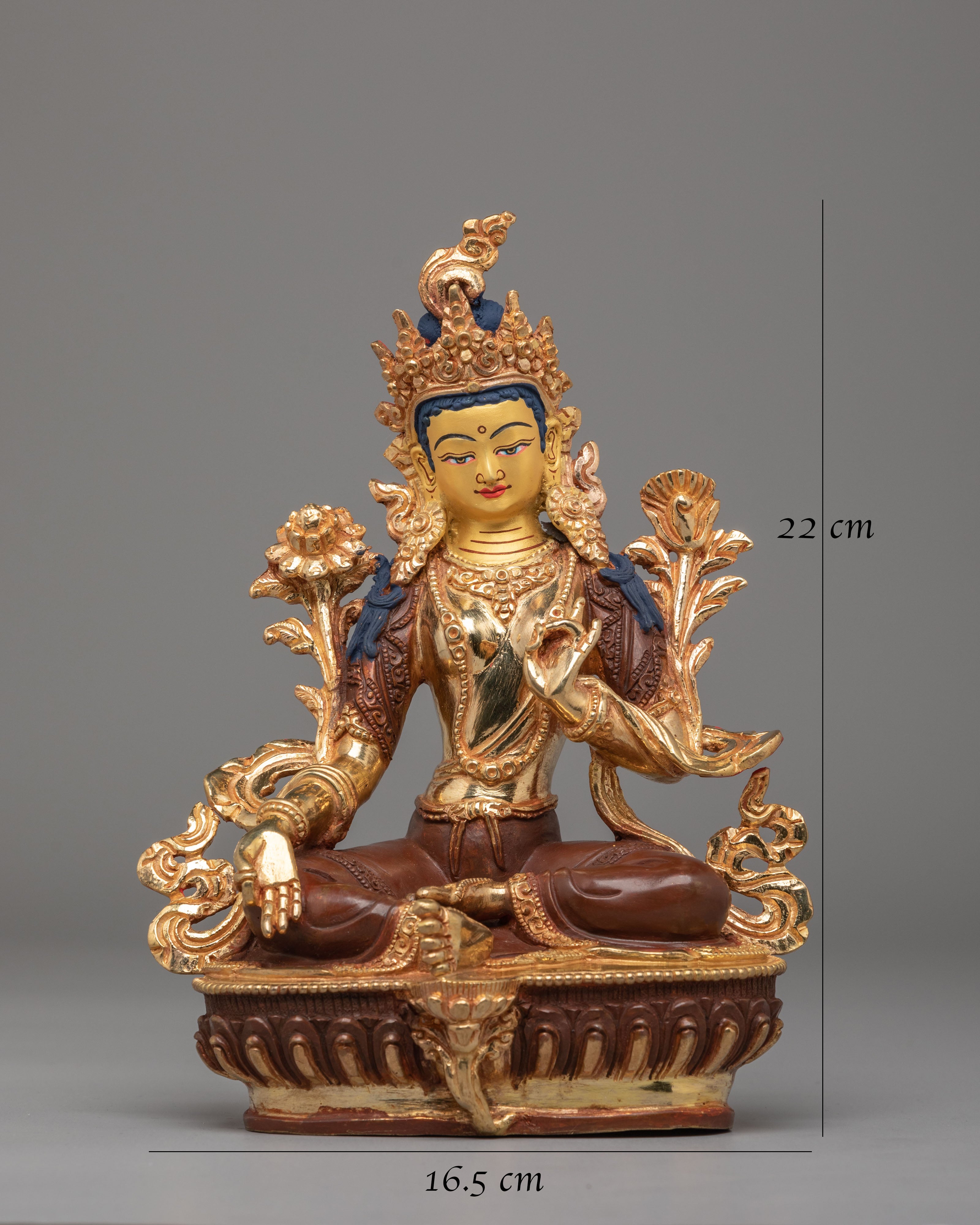 Mother of Liberation Green Tara Sculpture | 24K Gold Plated Statue