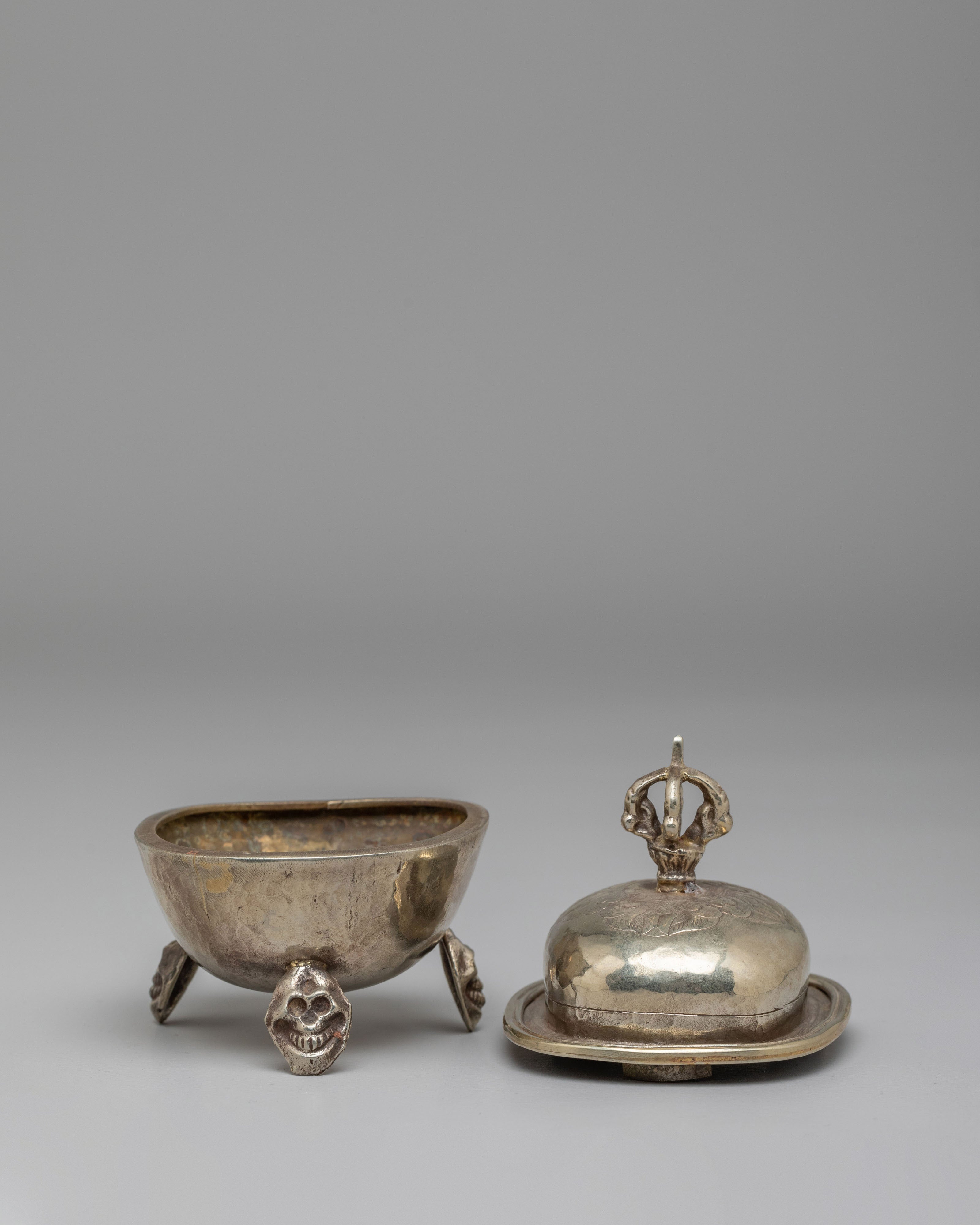Handmade Kapala Offering Vessel | Vajrayana Altar Cup for Meditation Devotion