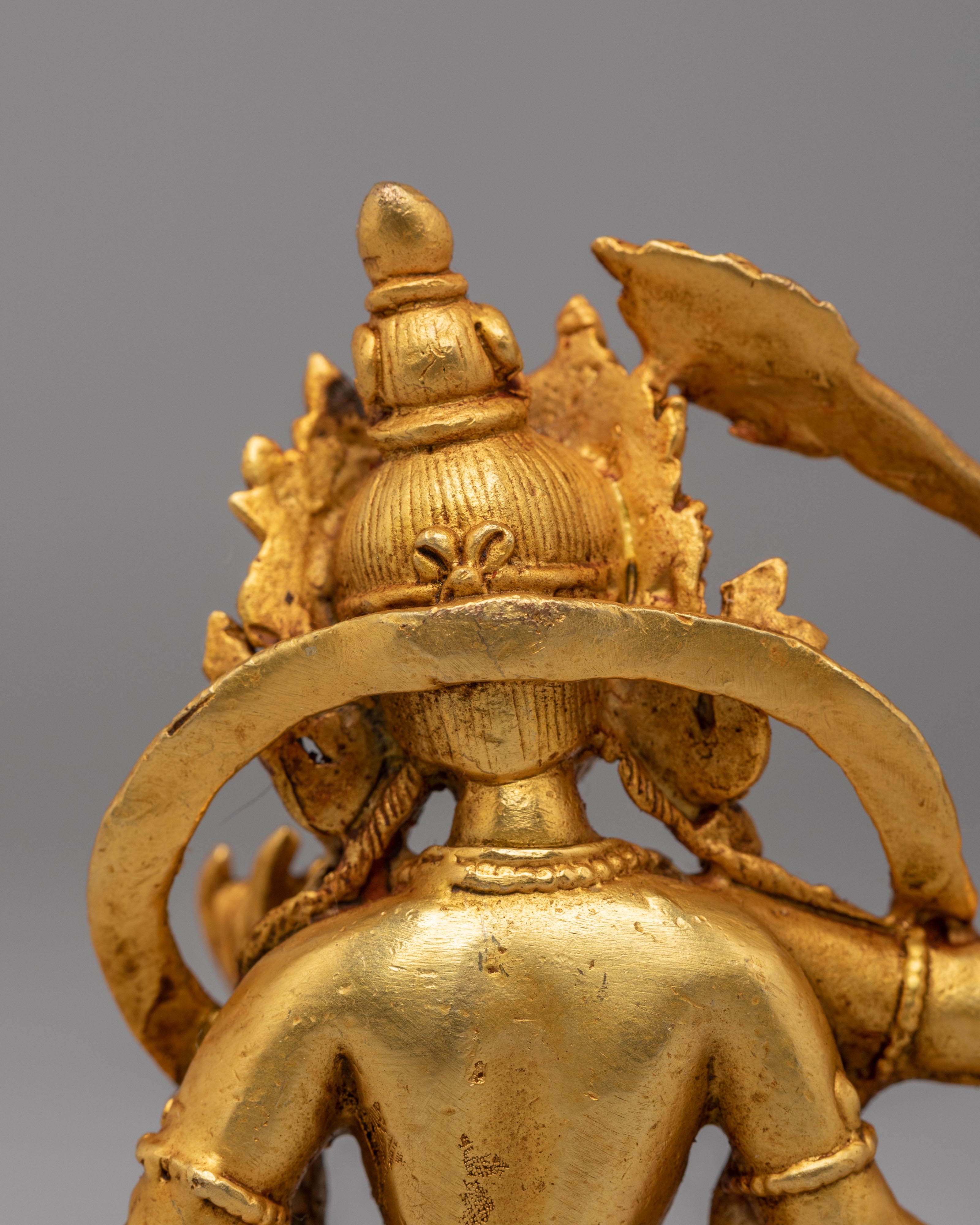Spiritual Maha Manjushri Sculpture | Gold Plated Copper Wisdom Buddha