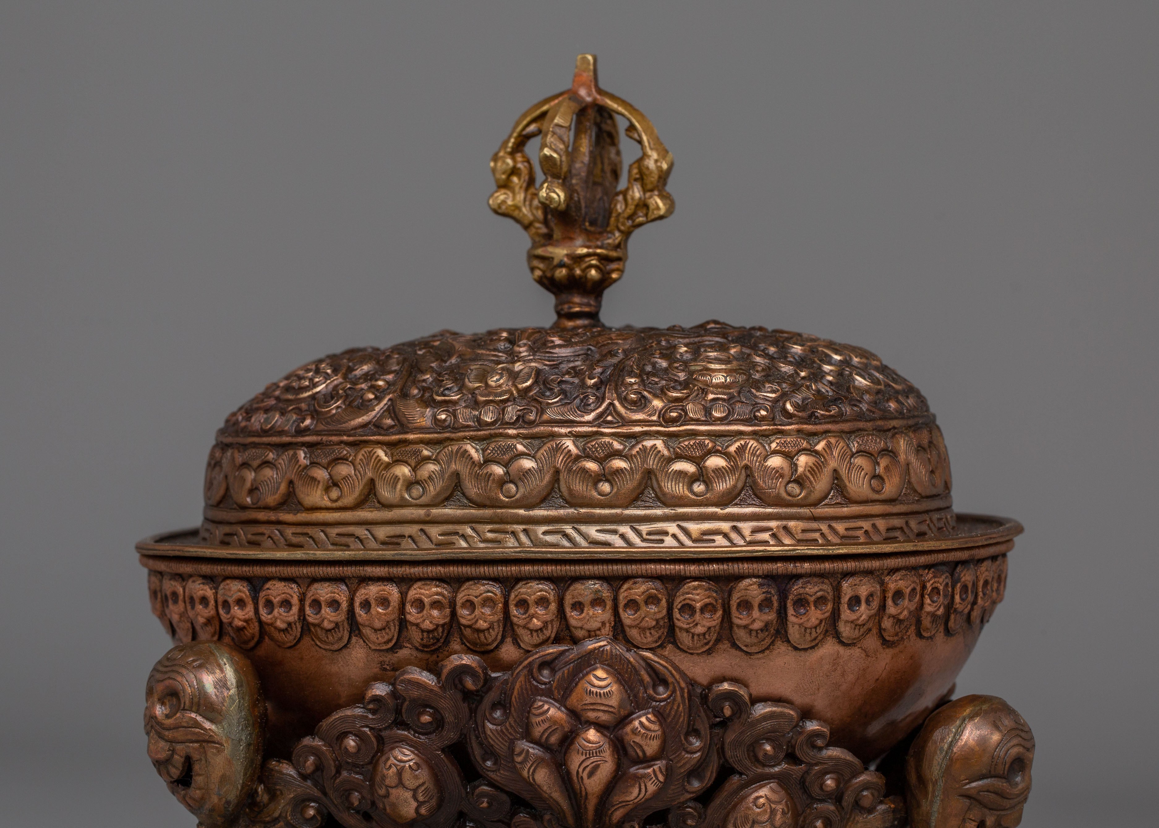 Sacred Altar Kapala | Copper Skull Cup for Rituals