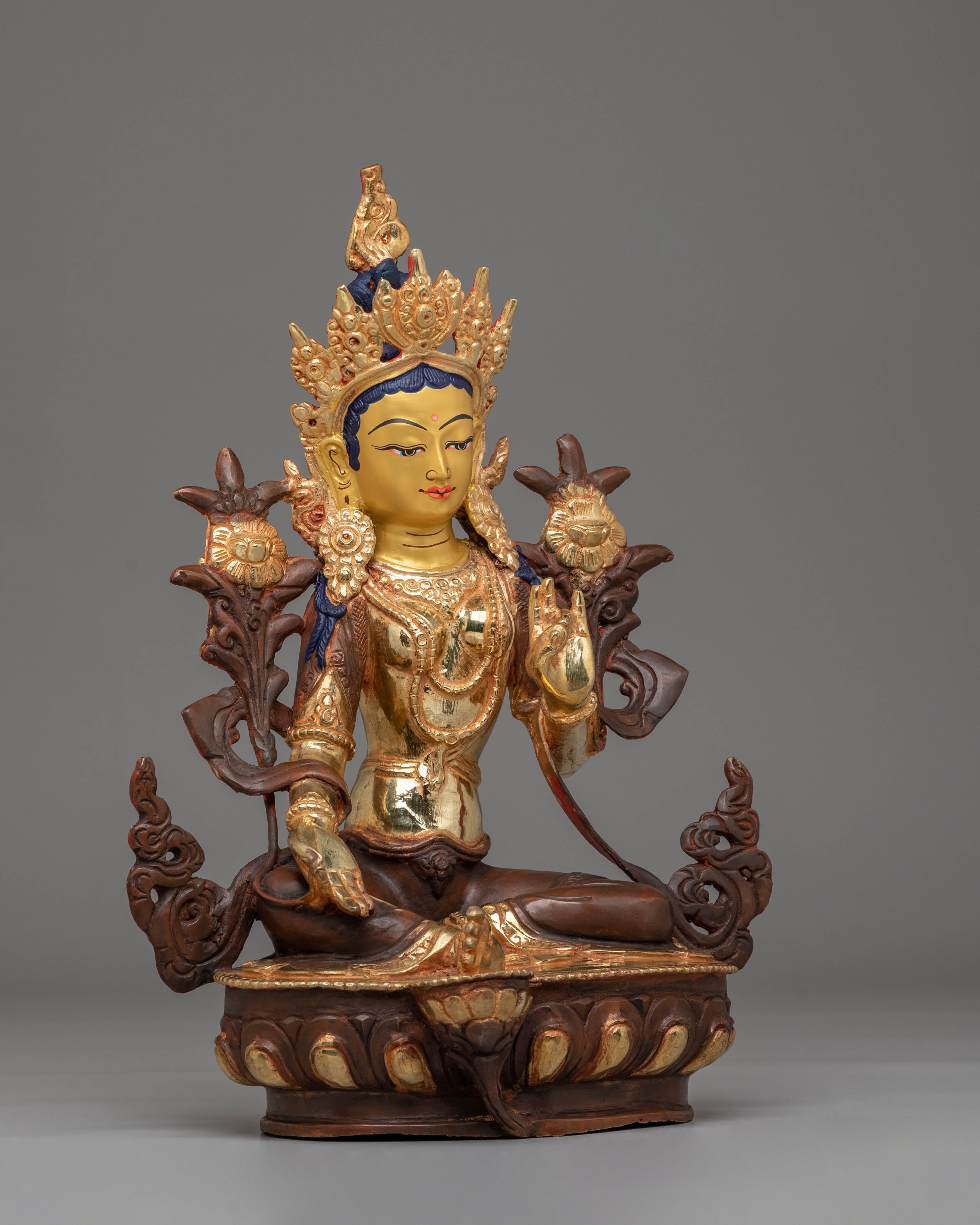 Tibetan Green Tara Protection Statue | Goddess of Compassion & Swift Action