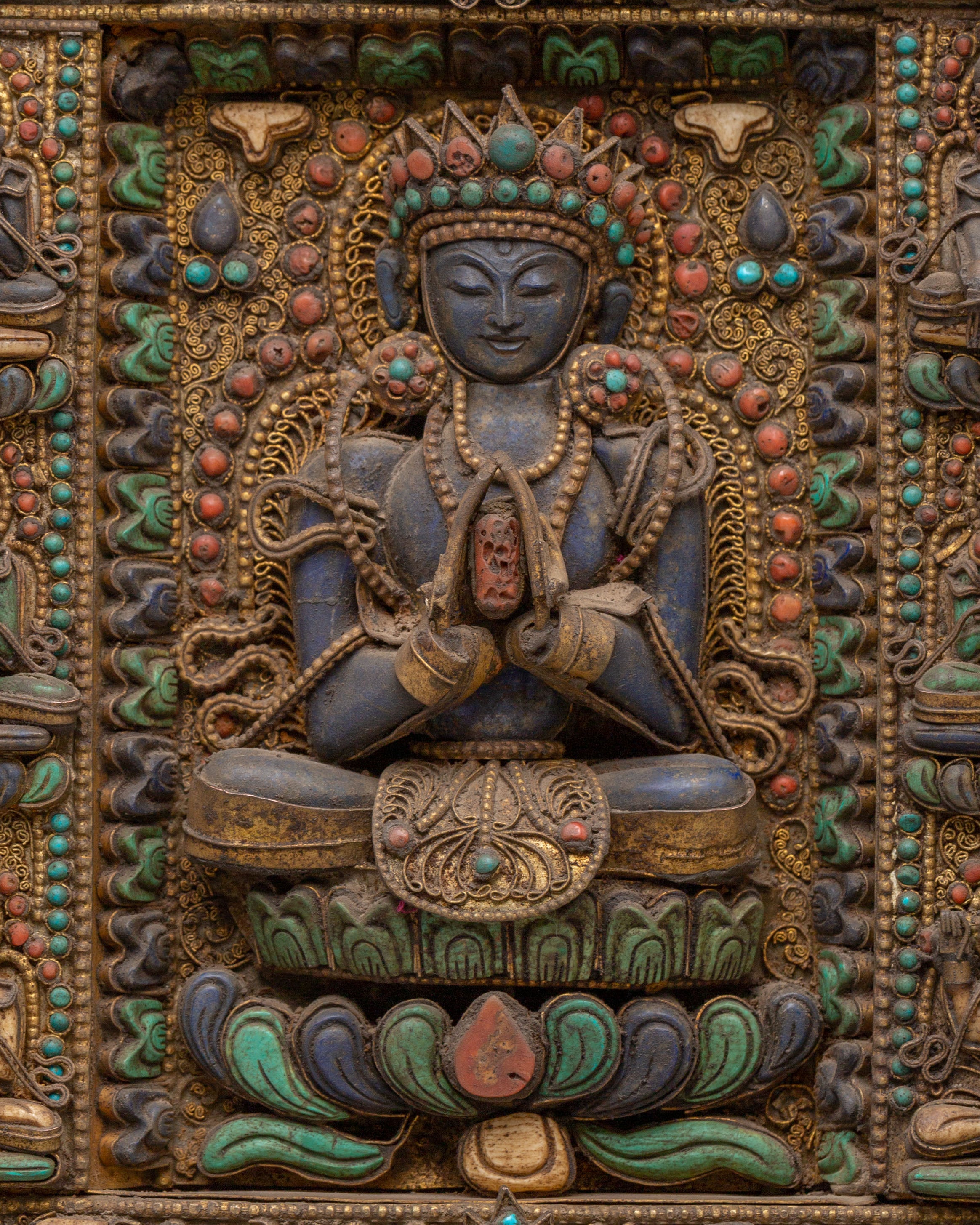 Tibetan Chenrezig Wall Hanging | Metal Thangka For Decor