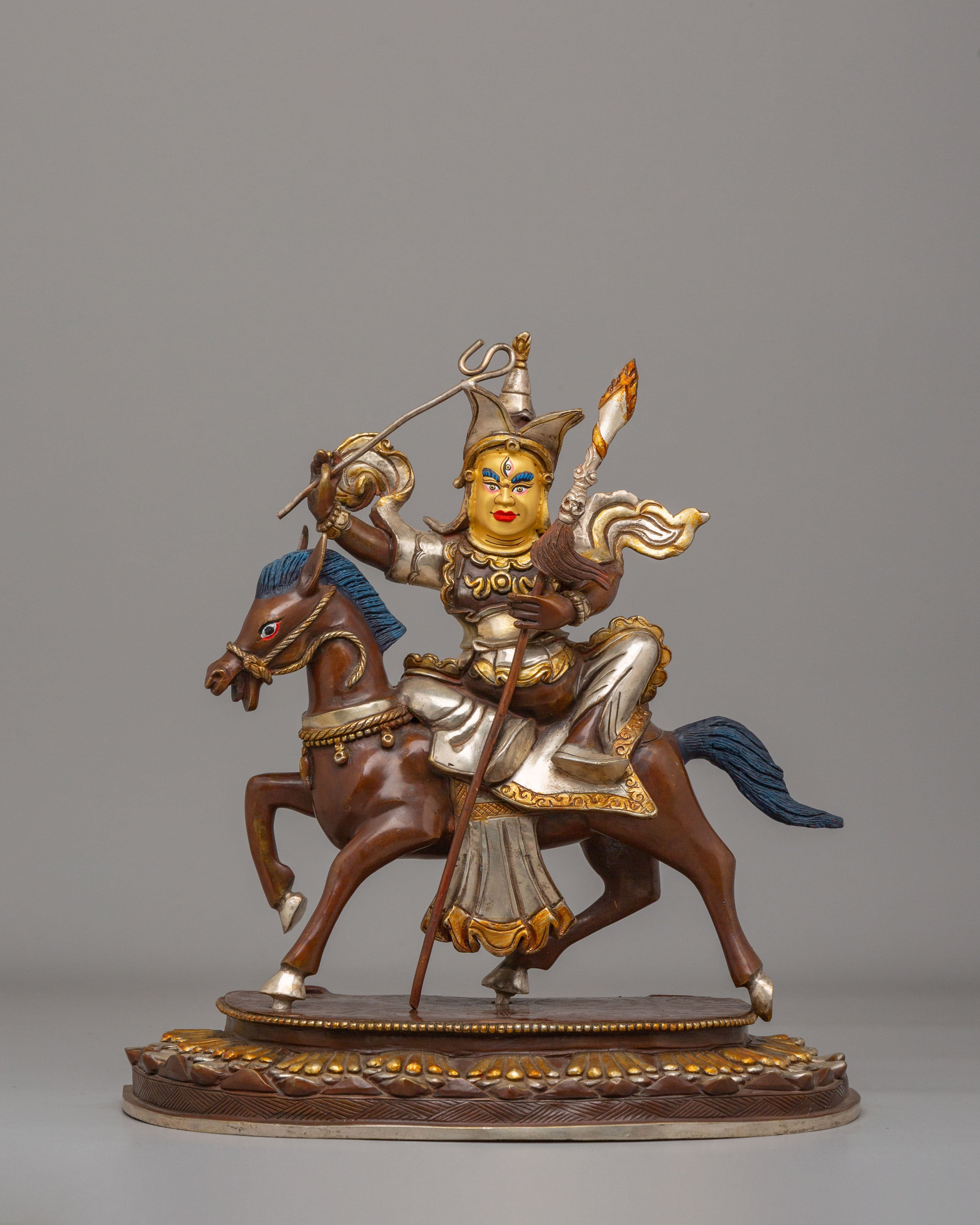 Vajrayana Protector King Gesar Statue | Sacred Tibetan Deity Sculpture