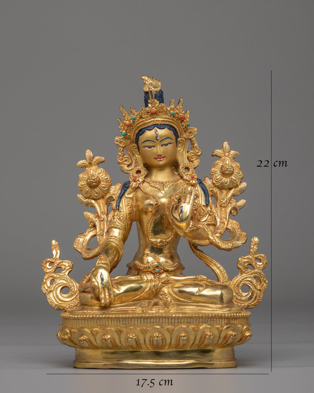 Handcrafted Seven-Eyed White Tara Statue | Tibetan Sculpture for Altar