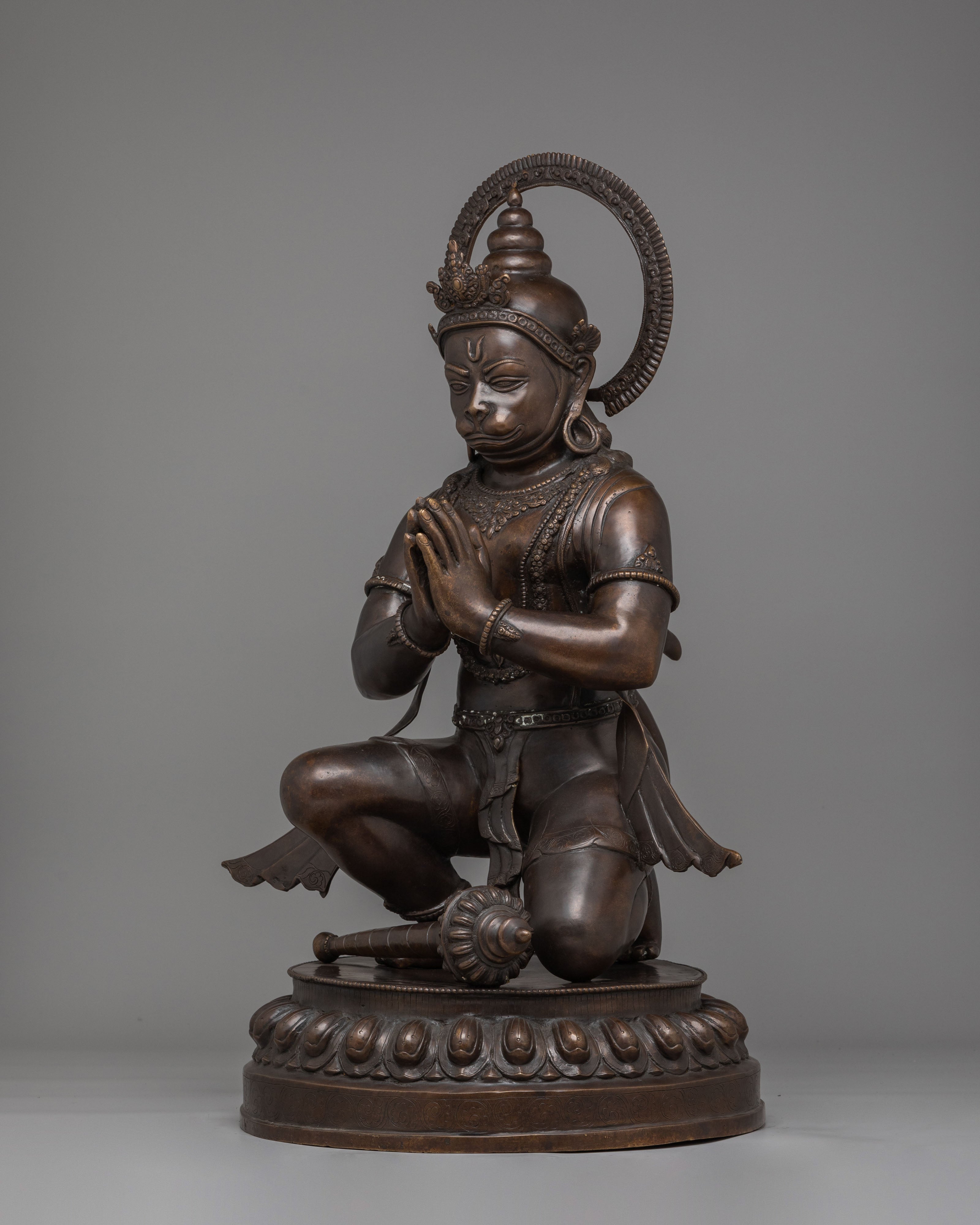Sacred Handcrafted Hanuman Statue | Divine Bronze Hindu God Sculpture
