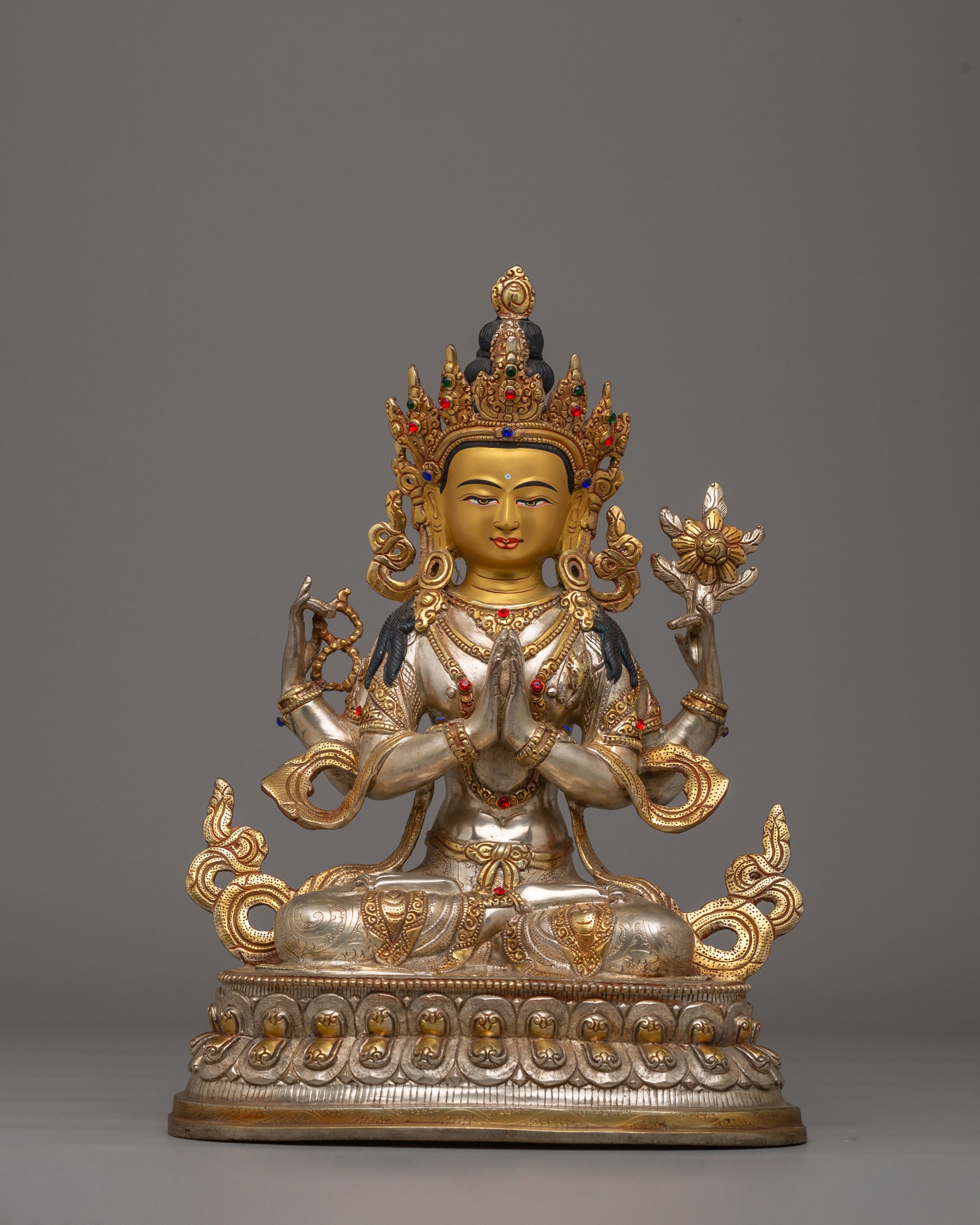 Spiritual Bodhisattva Chenrezig Statue | Tibetan Avalokiteshvara Figurine