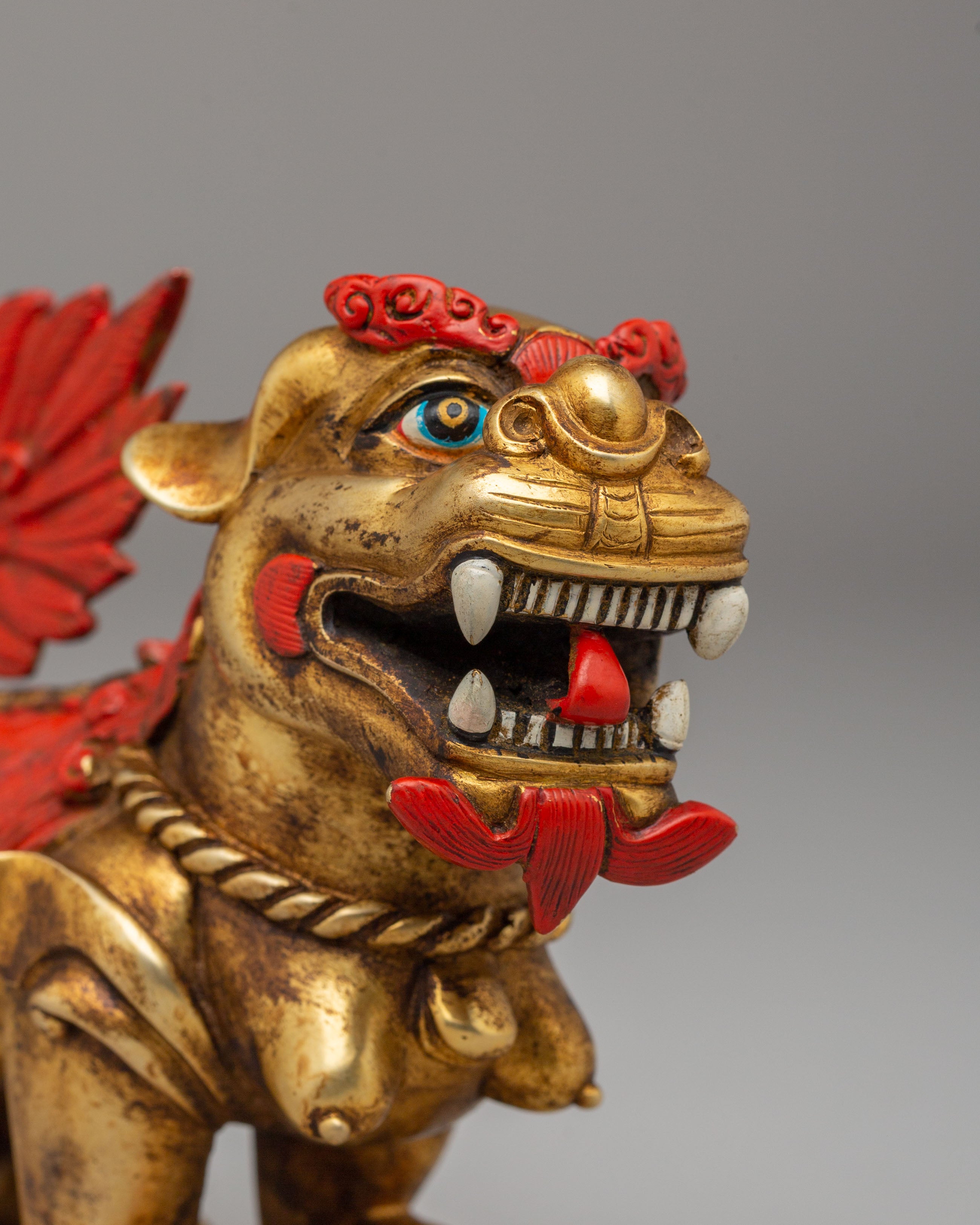 Traditional Decorative Lion Set | Handcrafted Copper Lion Figurines